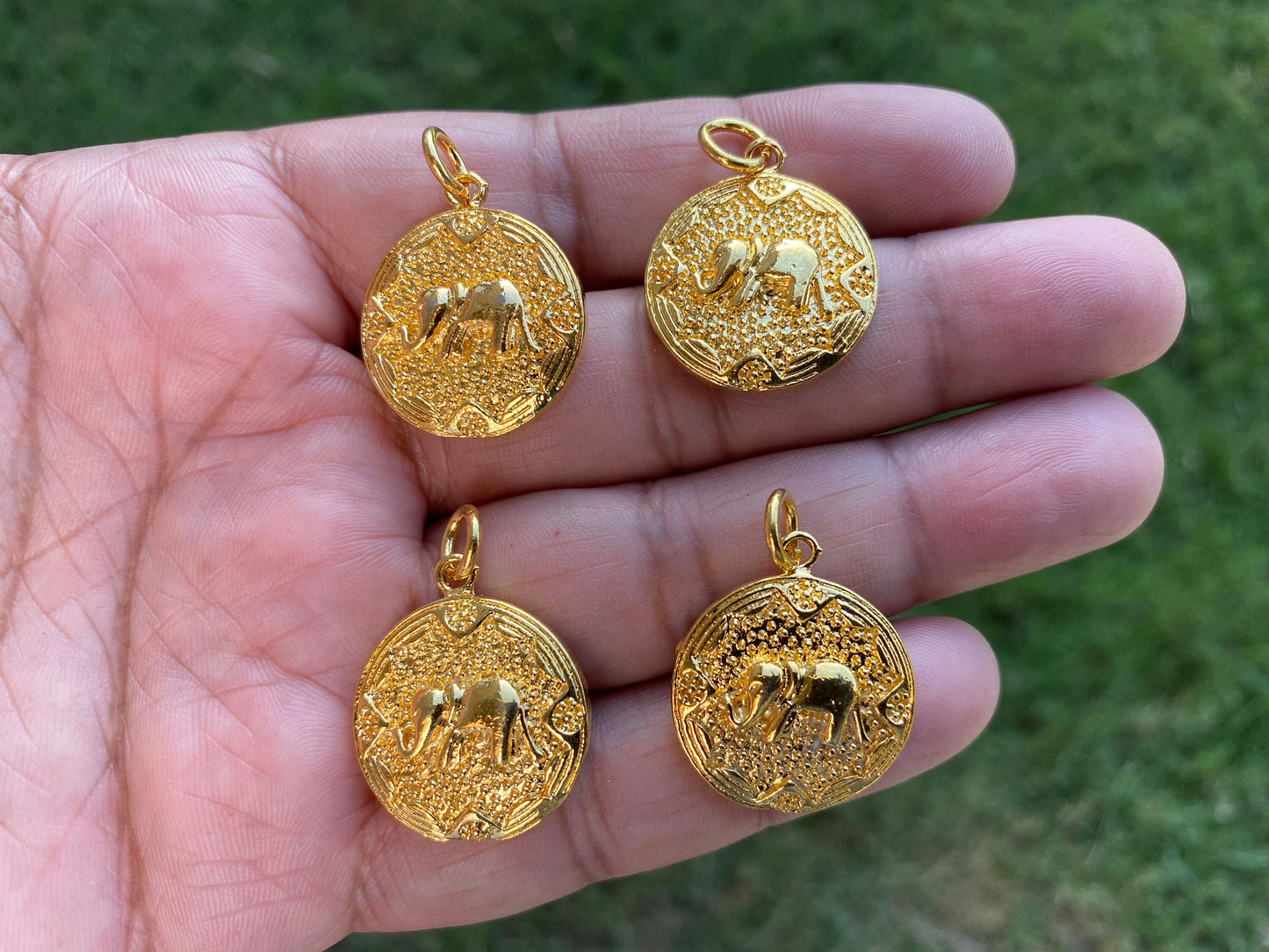 Elephant Charm, Small Pendant, 18K Gold Overlay Over Brass, Charms for Earring Necklace Bracelets,For Bridesmaids, Findings,Jewelry Supplies