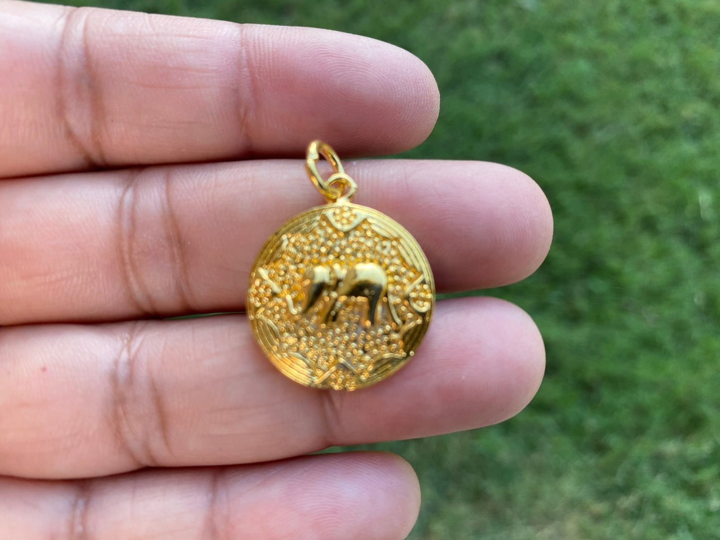 Elephant Charm, Small Pendant, 18K Gold Overlay Over Brass, Charms for Earring Necklace Bracelets,For Bridesmaids, Findings,Jewelry Supplies
