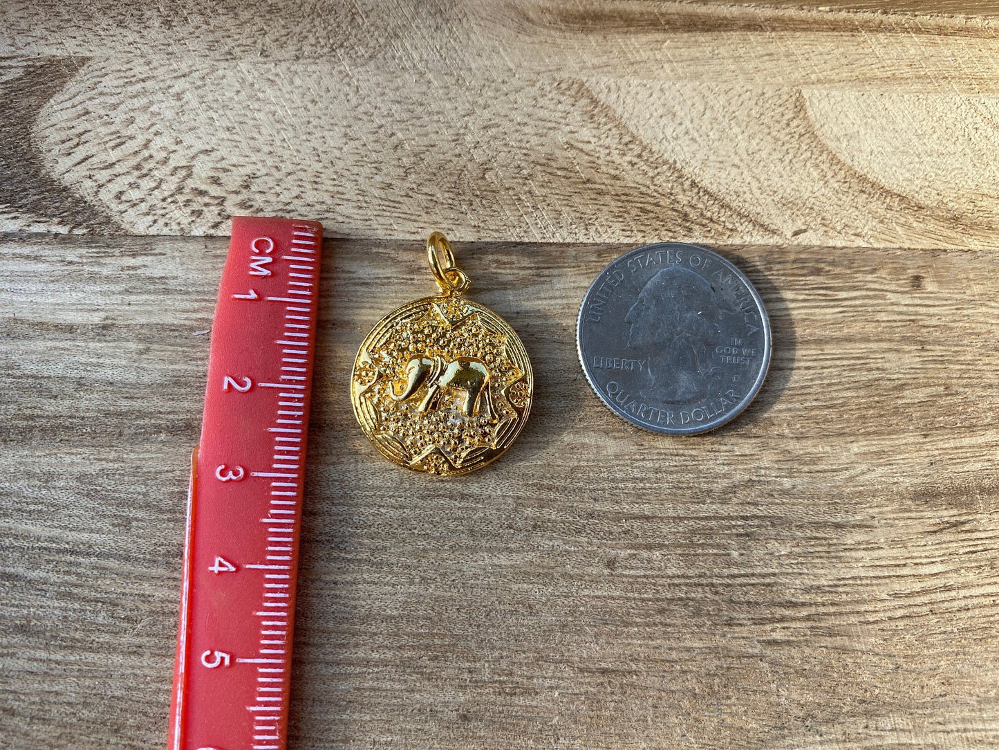 Elephant Charm, Small Pendant, 18K Gold Overlay Over Brass, Charms for Earring Necklace Bracelets,For Bridesmaids, Findings,Jewelry Supplies