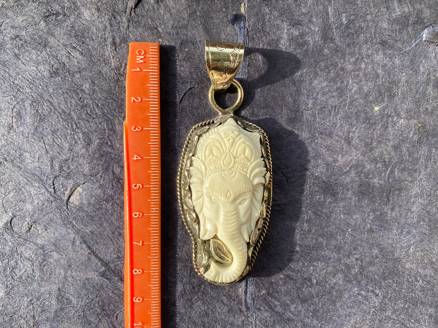Elephant Head Carved Ganesh Tibetan Silver Pendant, Buffalo Bone, Yoga Pendant, Ethnic Jewelry, Spiritual Pendant, Locket for Men or Women