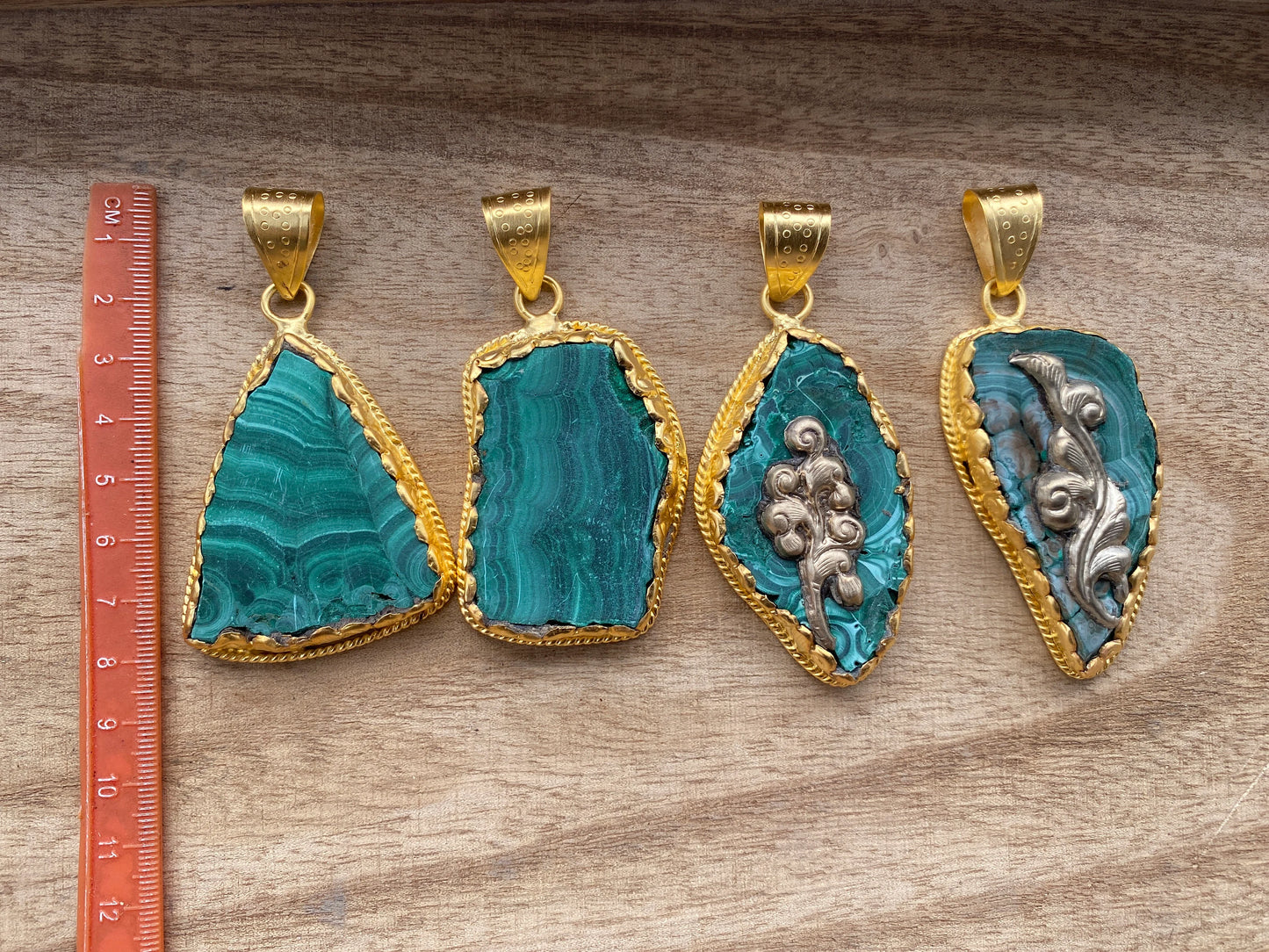 Enchanting Malachite Pendant, Brushed Gold Overlay, Earthy Elegance, Green Gemstone, Nature-Inspired, Healing Stone, Gem of Transformation