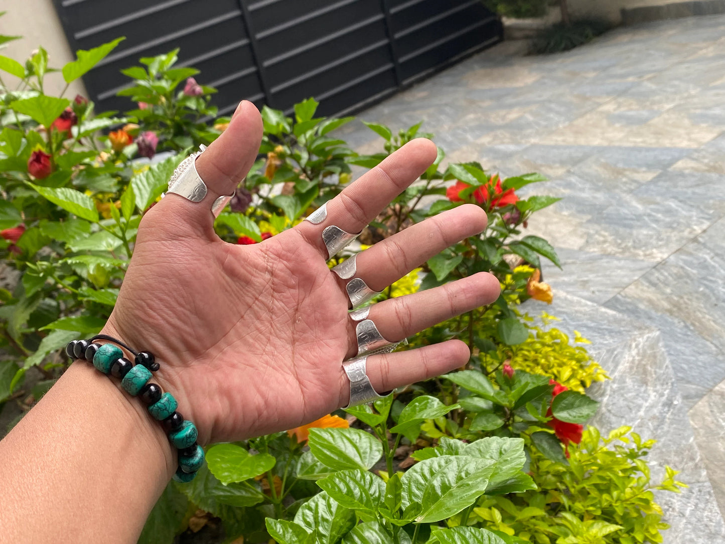 Ethnic Charm: Nepali Turquoise adorned Two-Tone Ring, Handcrafted Ring, Gift ideas.