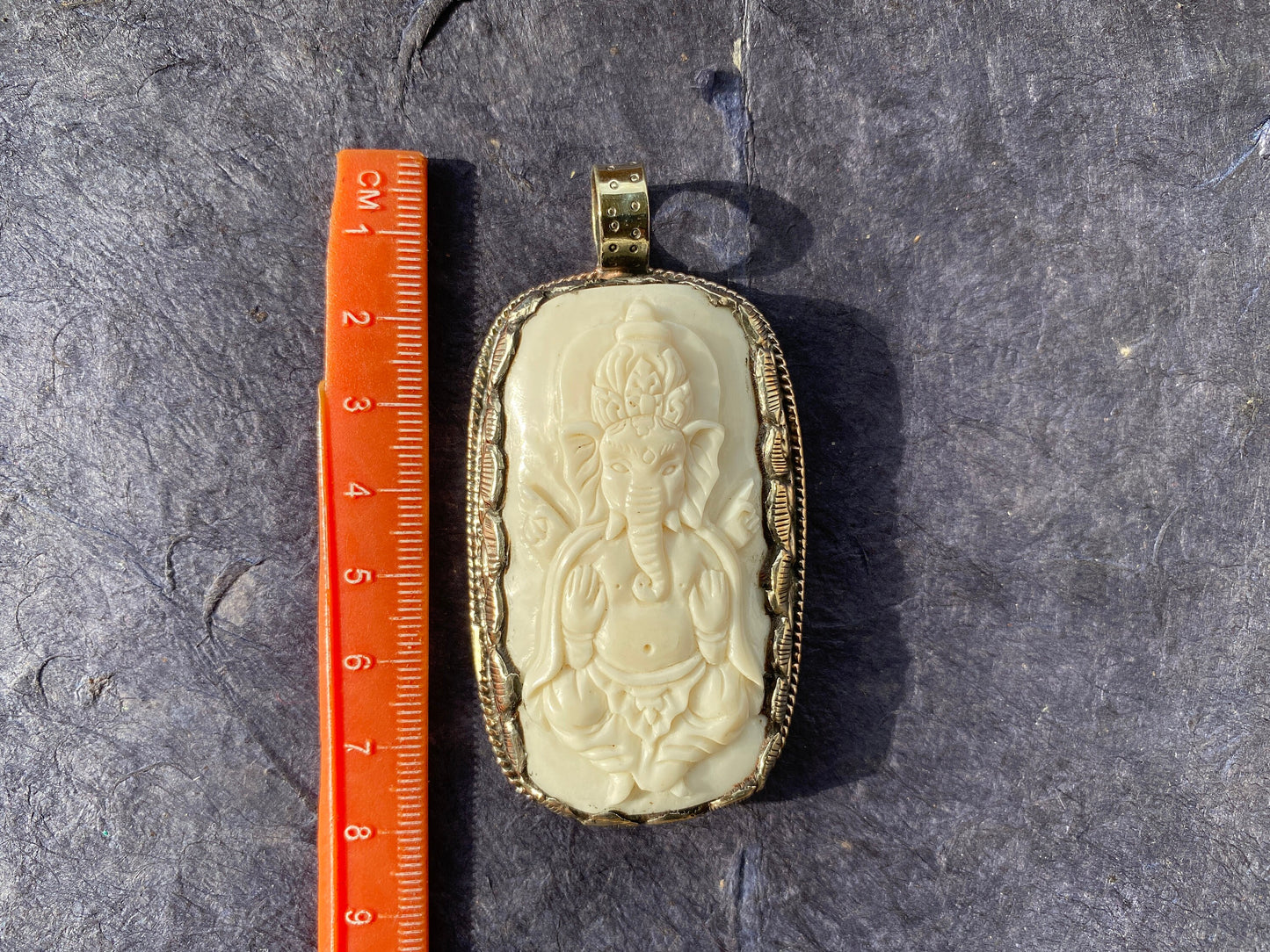 Ganesh Bone Carved Tibetan Silver Pendant, Buffalo Bone, Yoga Pendant, Ethnic Jewelry, Tribal, Spiritual Pendant, Locket for Men or Women
