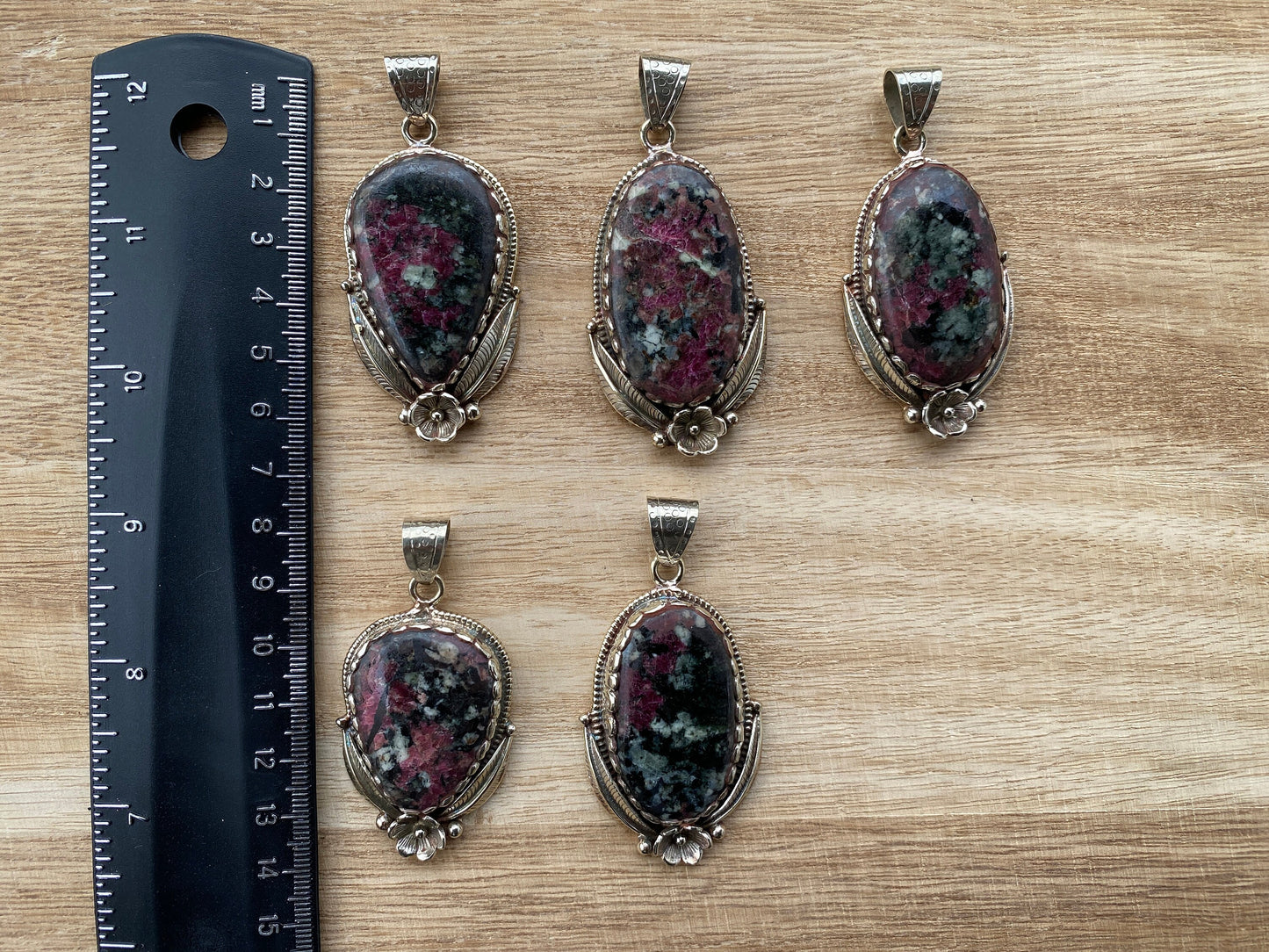 Eudialyte Natural Stone Tibetan Silver Pendant, Unique Gemstone Pendant, Cosmic Energy Stone, Metaphysical Gemstone, Nature-Inspired Pendant