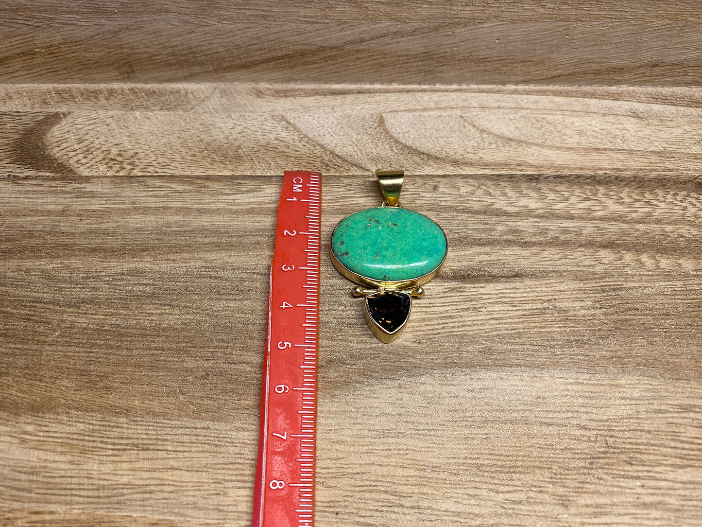 Faceted Smoky Quartz & Green Howlite Turquoise Pendant, 14K Matte Gold Overlay, Small Gemstone, Necklace Pendant, Natural Stone Jewelry, Zen