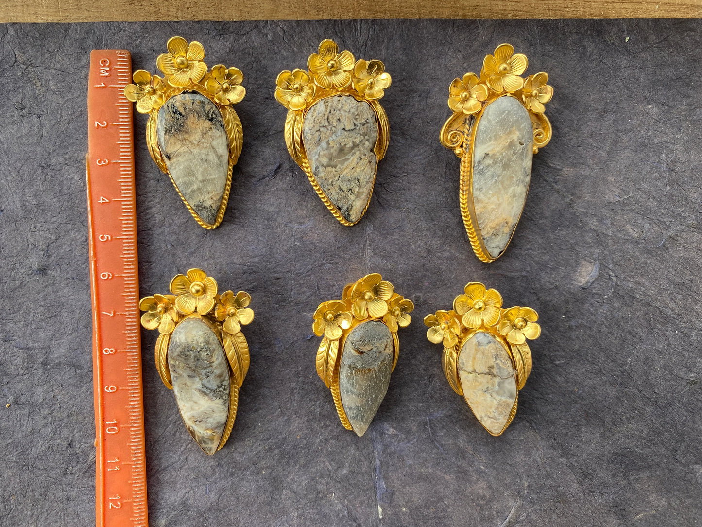 Jasper Gold Overlay Non Tarnish Small Pendant with Natural Jasper, Flower Design, Unique Jewelry For Nature Lover, Natural Stone Pendant