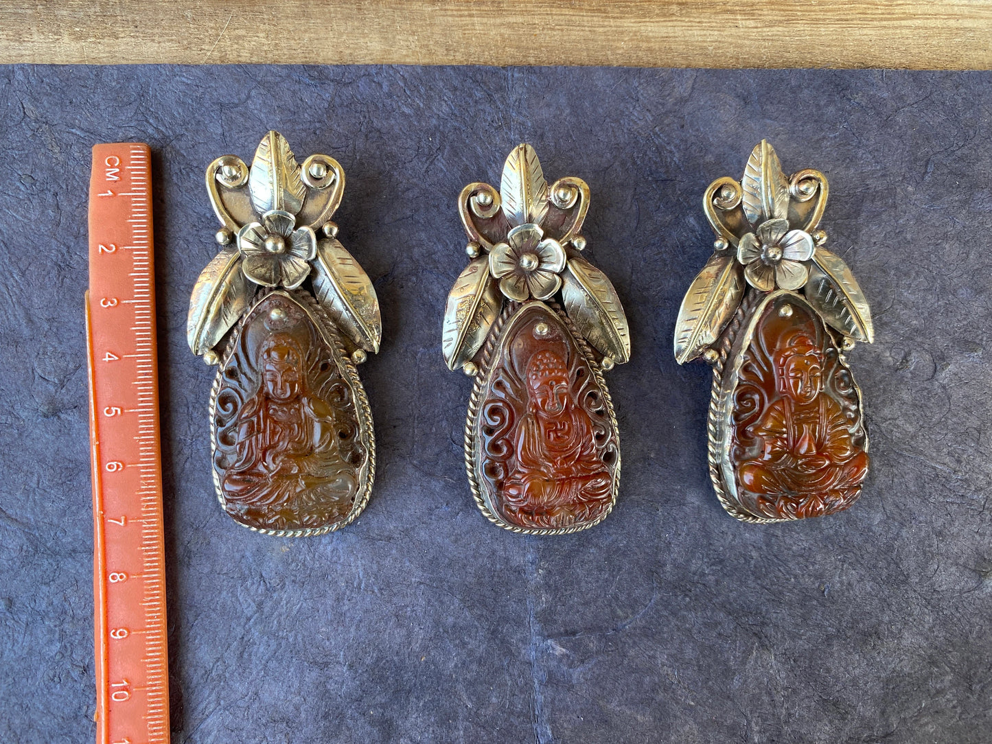 Large Carved Buddha Carnelian Natural Stone Tibetan Silver Pendant, Flower Designs, Unique Designs, Himalayan Jewelry, Spiritual Pendant