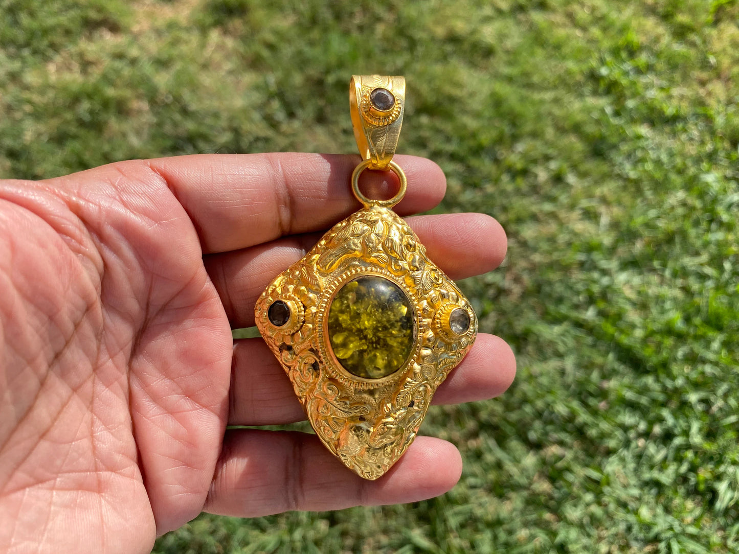 Fossilized Amber Pendant, Brushed Gold Overlay, Healing Amber, Amber Jewelry, Rough Amber, Baltic Amber, Metaphysical Stone, Organic Jewelry