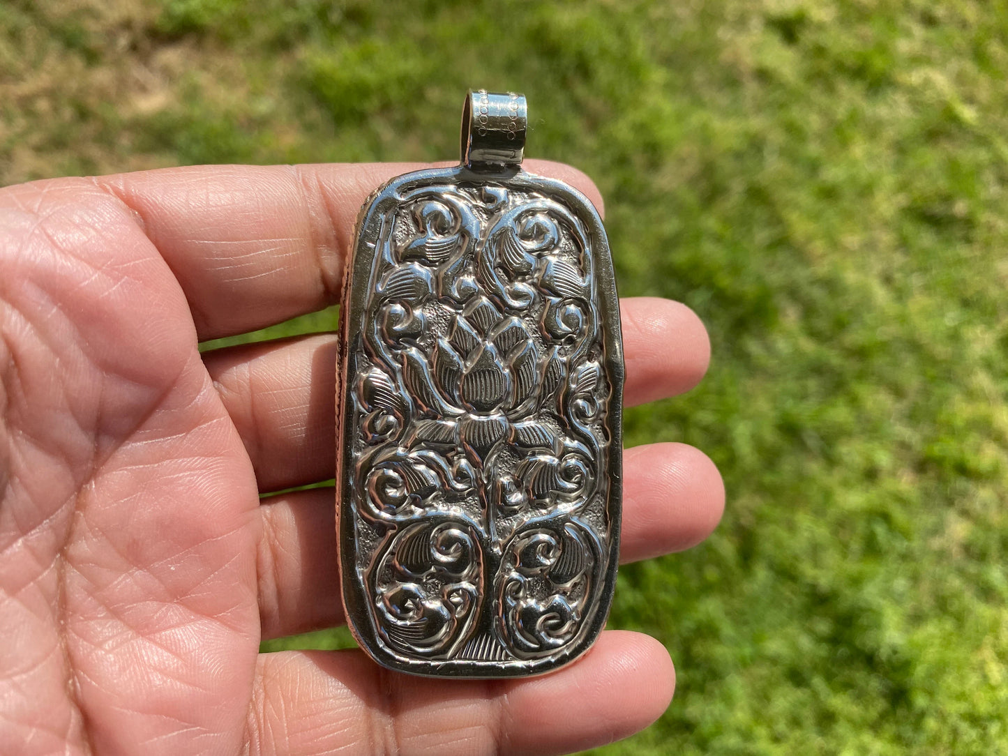 Ganesh Carved Bone Tibetan Silver Pendant, Buffalo Bone, Yoga Pendant, Ethnic Jewelry, Tribal, Spiritual Pendant, Pendant for Men or Women