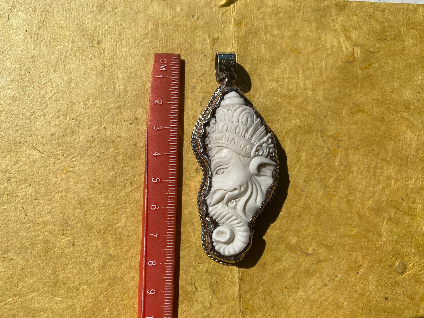 Ganesh Carved Bone Tibetan Silver Pendant, Buffalo Bone Jewelry, Yoga Pendant, Ethnic Jewelry, Spiritual Pendant, Pendant for Men or Women