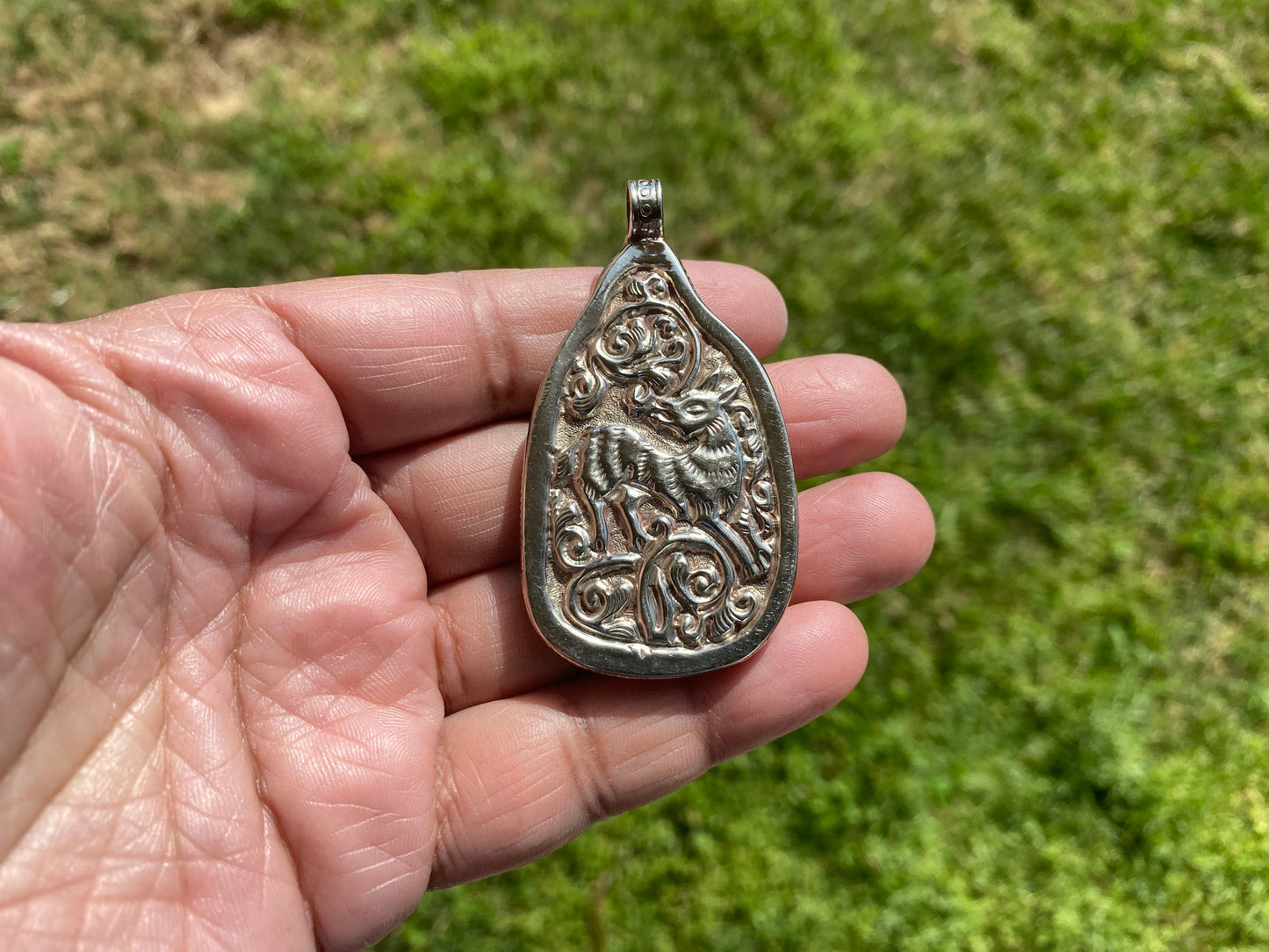 Ganesh Carved Bone Tibetan Silver Pendant, Buffalo Bone, Yoga Pendant, Ethnic Jewelry, Tribal, Spiritual Pendant, Pendant for Men or Women