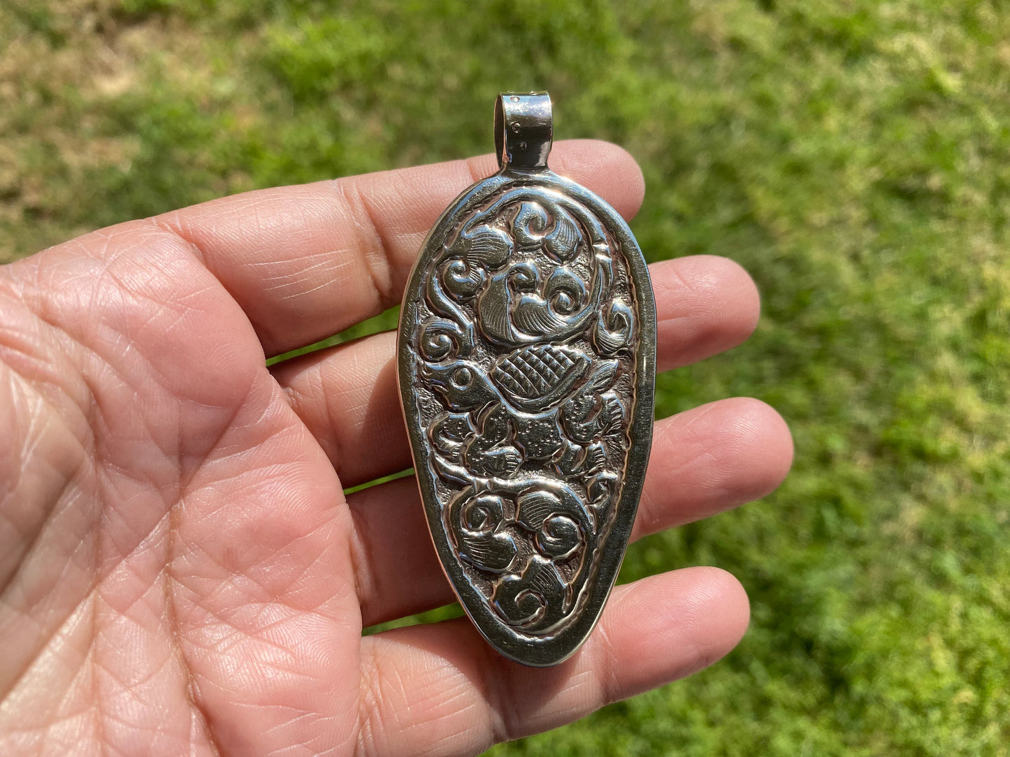 Ganesh Carved Bone Tibetan Silver Pendant, Buffalo Bone, Yoga Pendant, Ethnic Jewelry, Tribal, Spiritual Pendant, Pendant for Men or Women
