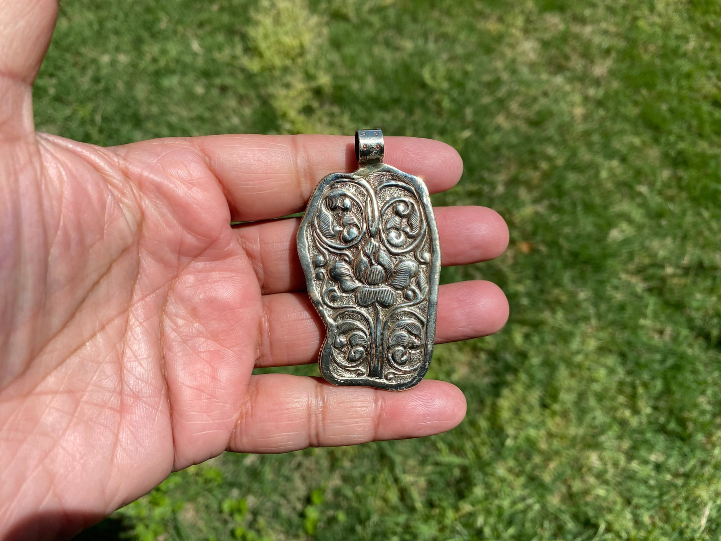 Ganesh Hand Carved Bone Tibetan Silver Pendant, Buffalo Bone, Yoga Pendant, Ethnic Jewelry, Spiritual Pendant, Pendant for Men or Women