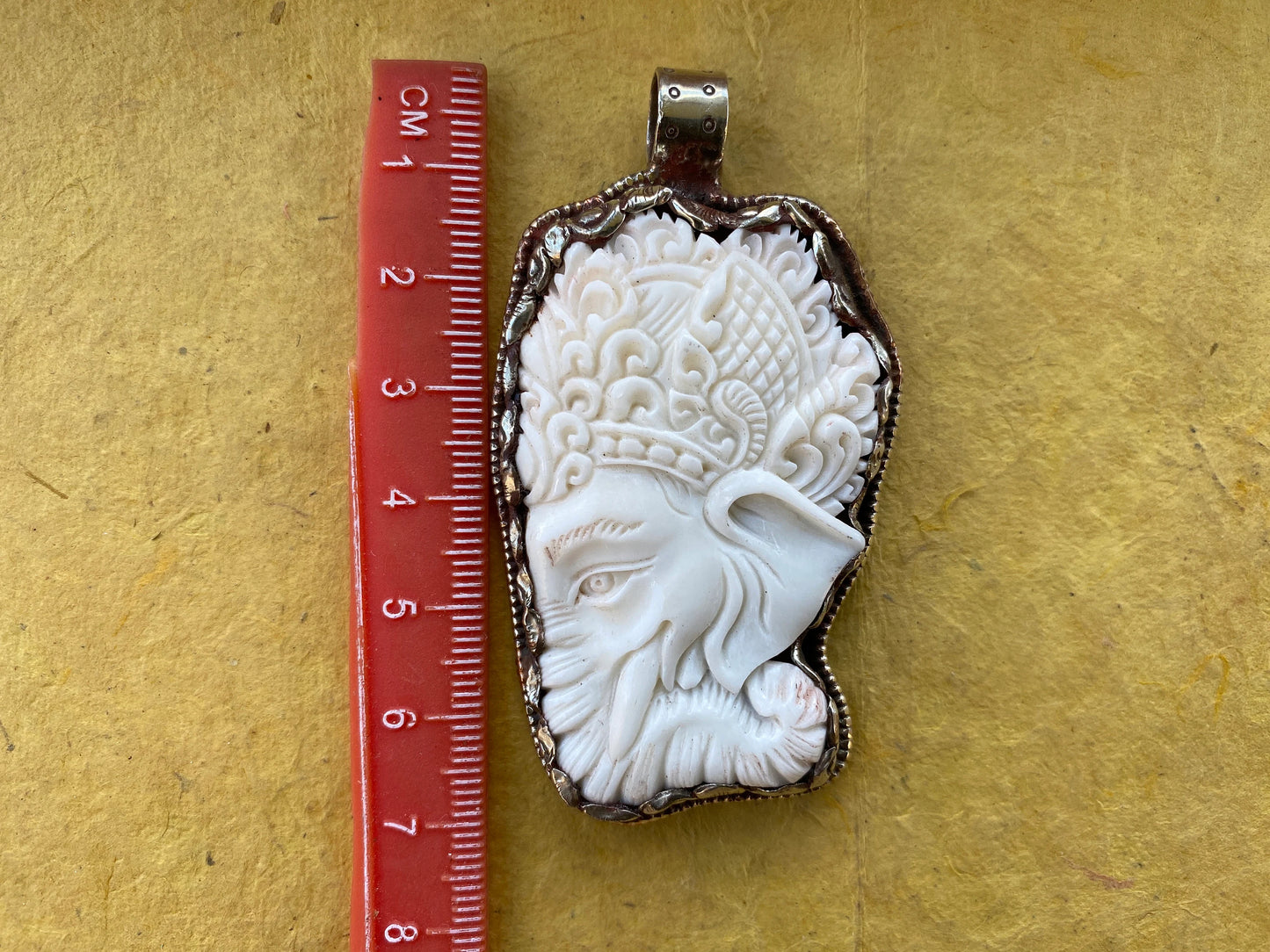 Ganesh Hand Carved Bone Tibetan Silver Pendant, Buffalo Bone, Yoga Pendant, Ethnic Jewelry, Spiritual Pendant, Pendant for Men or Women