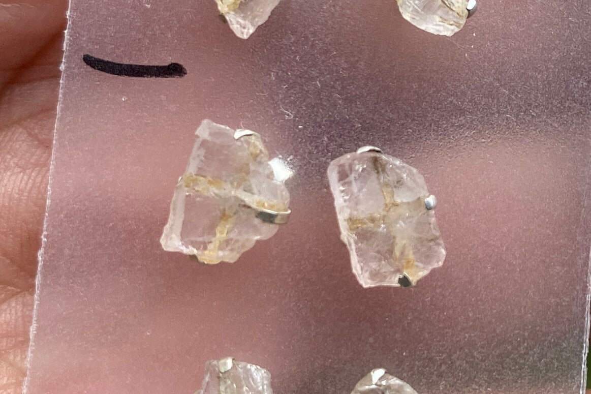 Genuine Morganite Stud Earrings, 92.5 Sterling Silver, Prong Earring, Natural Stone Stud Earring, Raugh Gemstone Stud Earring,Christmas Gift