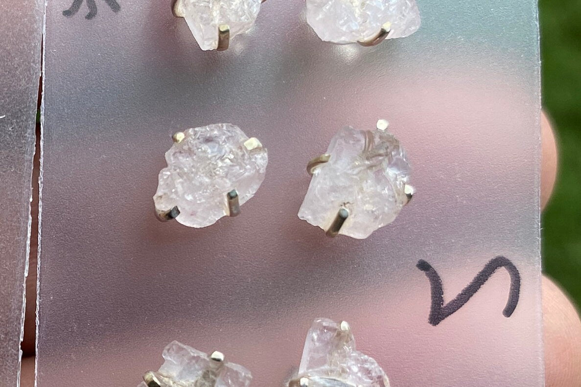 Genuine Morganite Stud Earrings, 92.5 Sterling Silver, Prong Earring, Natural Stone Stud Earring, Raugh Gemstone Stud Earring,Christmas Gift