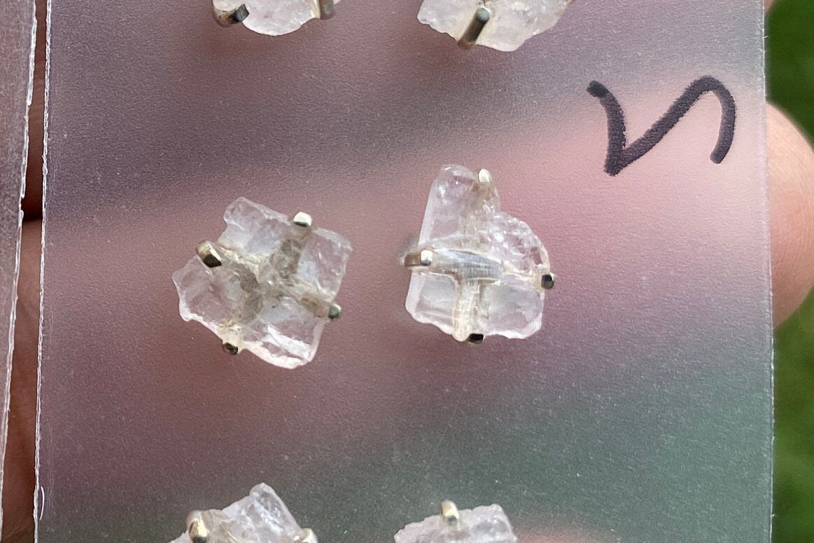 Genuine Morganite Stud Earrings, 92.5 Sterling Silver, Prong Earring, Natural Stone Stud Earring, Raugh Gemstone Stud Earring,Christmas Gift