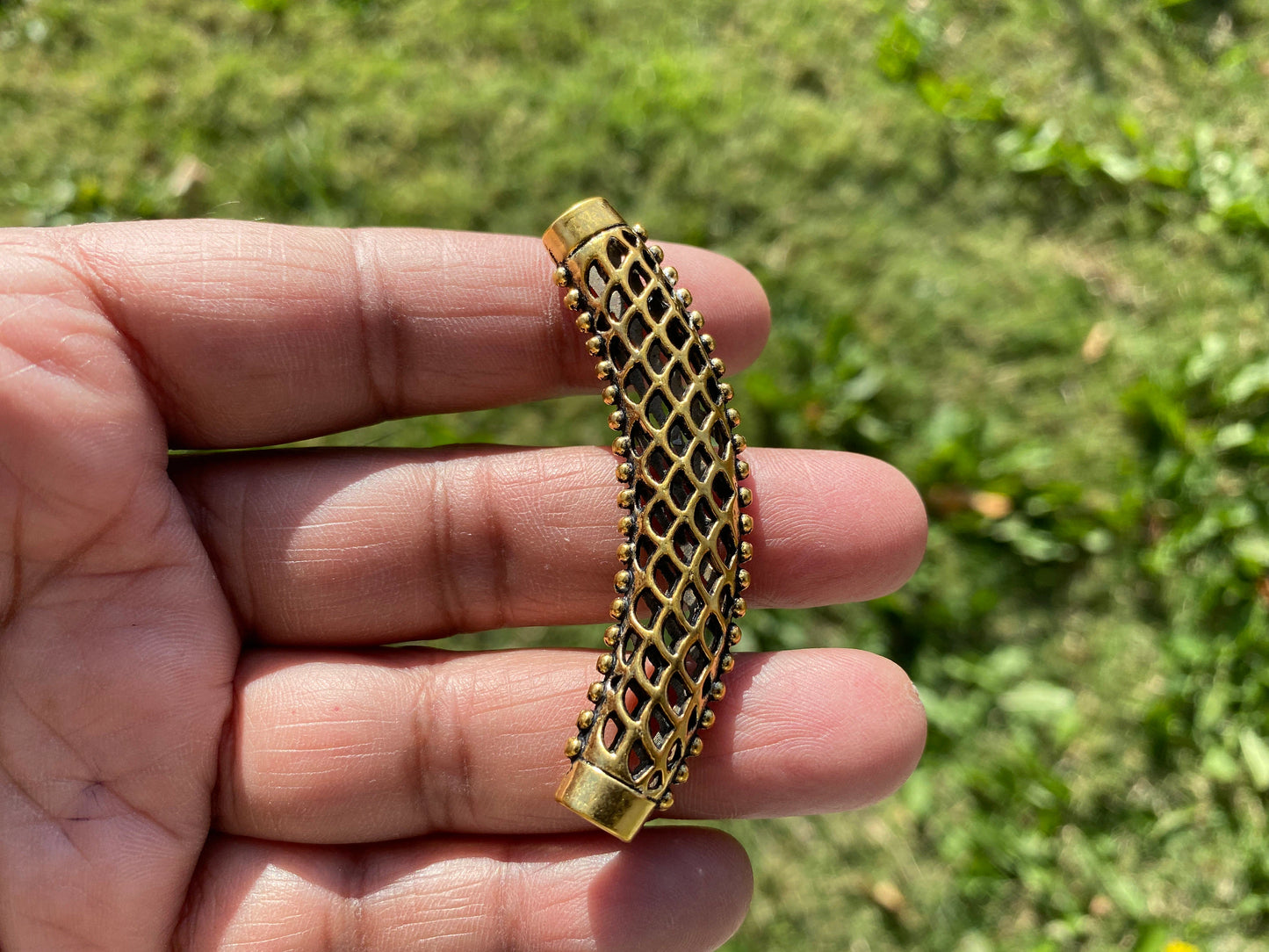 Gold Curved Tube Spacer Beads, 18k Non Tarnish Brushed Gold Overlay, Jewelry Making for Necklace, Bar Beads, Long Connector, Hollow Beads