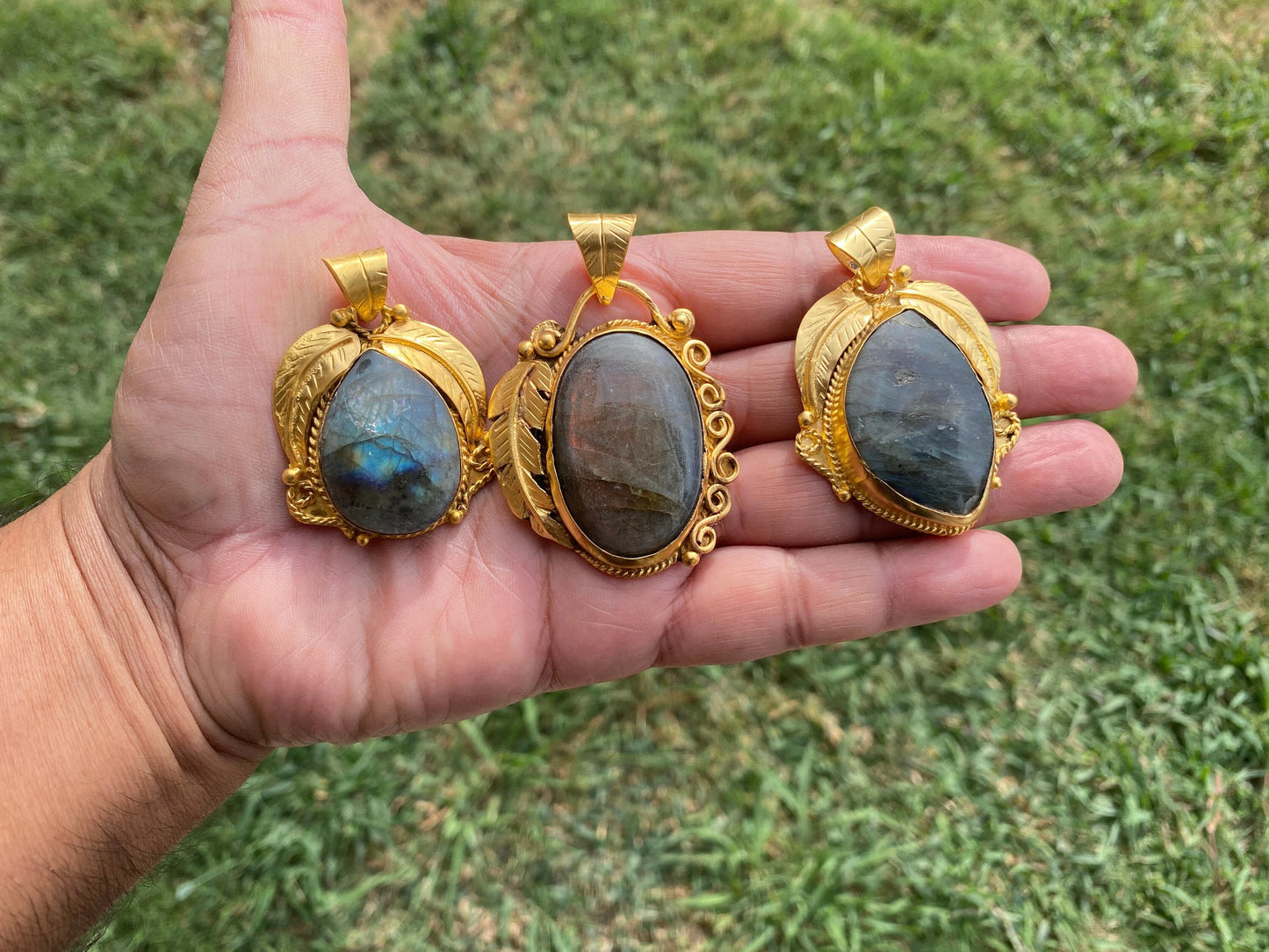 Gold Overlay Encased Labradorite Artisan-crafted Pendant, Mystical Charm, Elegant Craftsmanship, Nature's Magic Jewelry, Aurora-inspired
