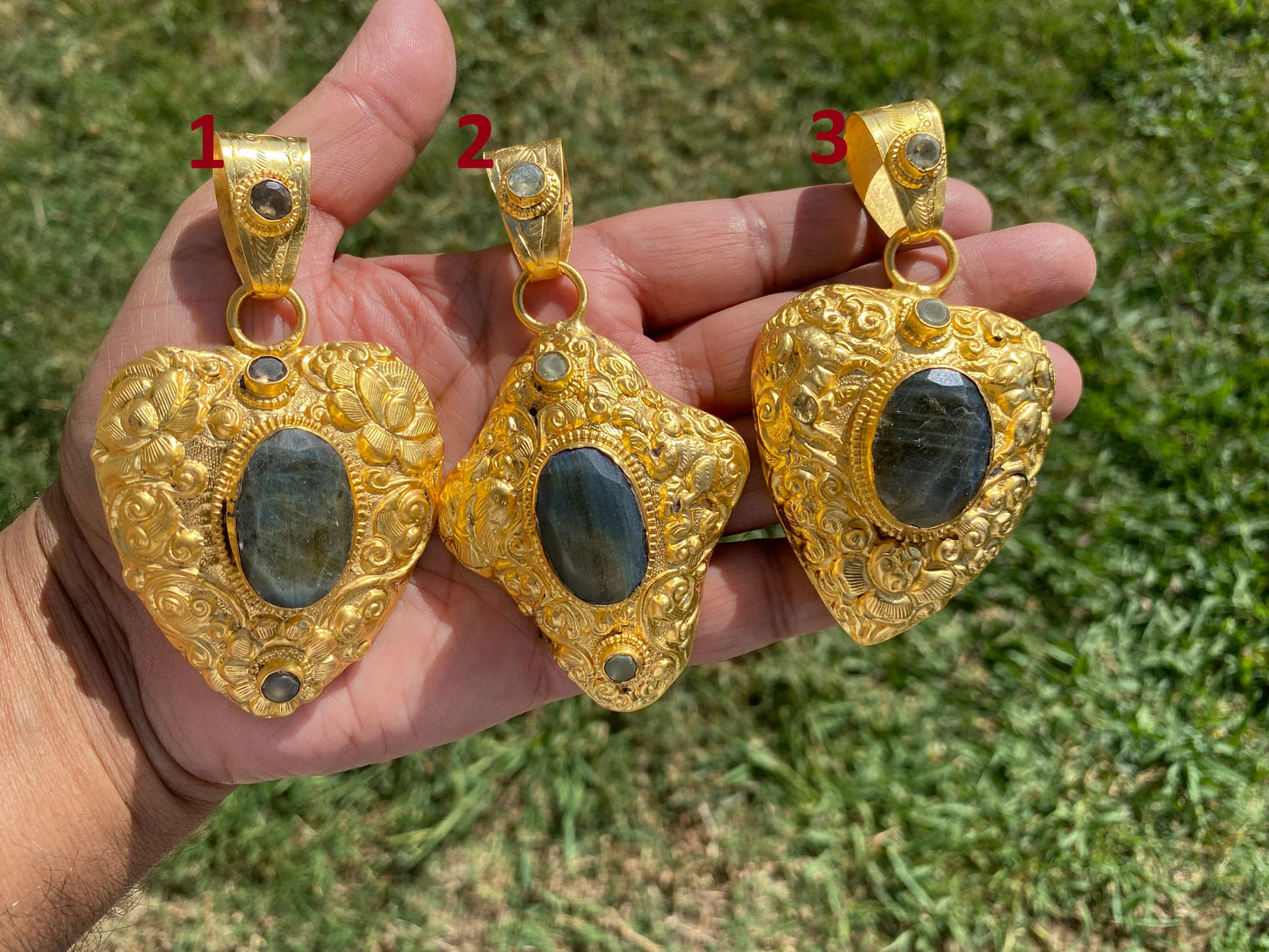 Gold Overlay Labradorite with White Topaz Pendant, Mystical Jewelry, Elegant Jewelry, Nature's Magic, Aurora-inspired, Luxurious Design