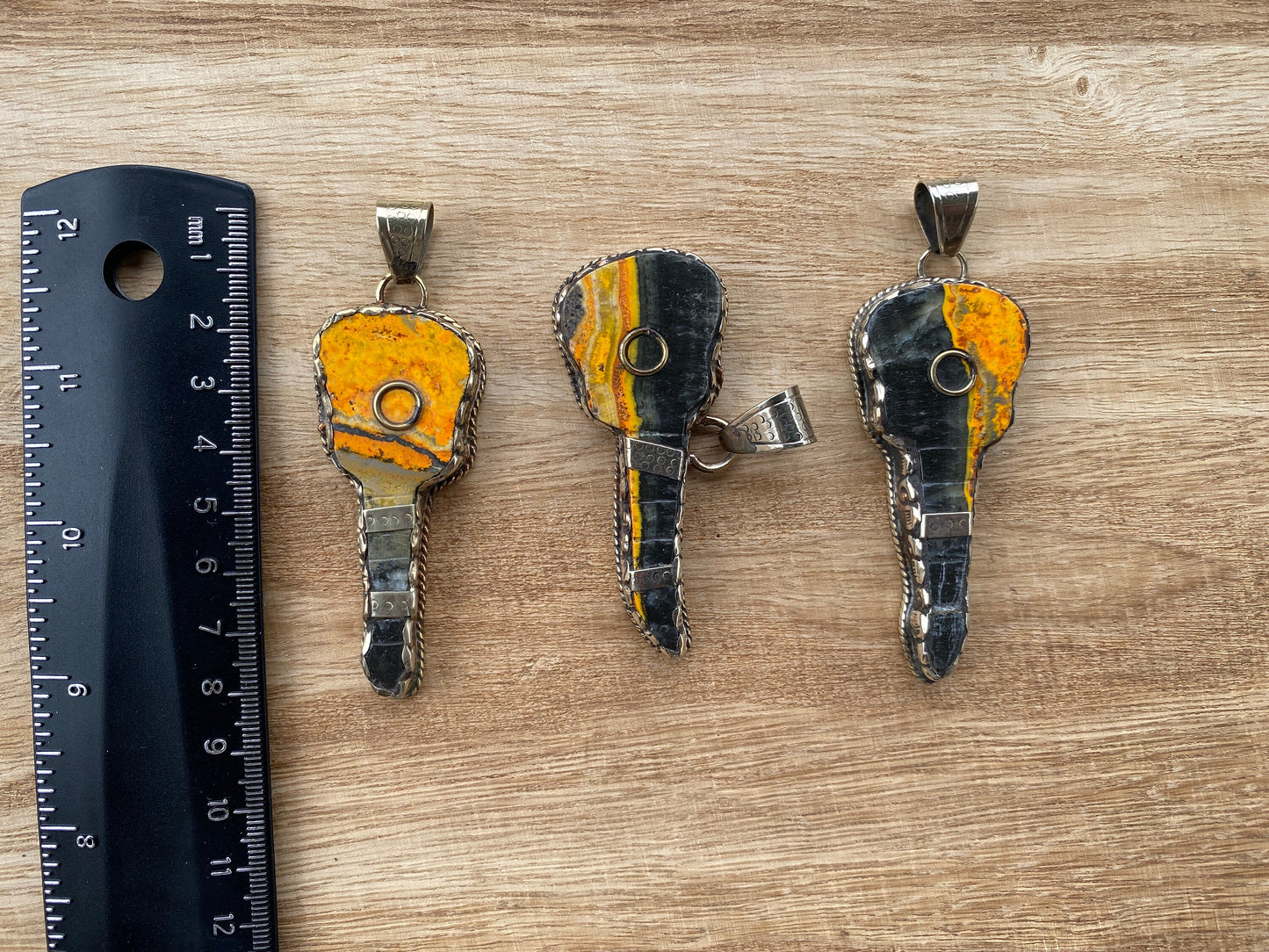 Guitar Pendant, Natural Stone Bumblebee Jasper Tibetan Silver Pendant, Music Jewelry, Musician Gift, Guitar Pick Pendant, Guitar Jewelry