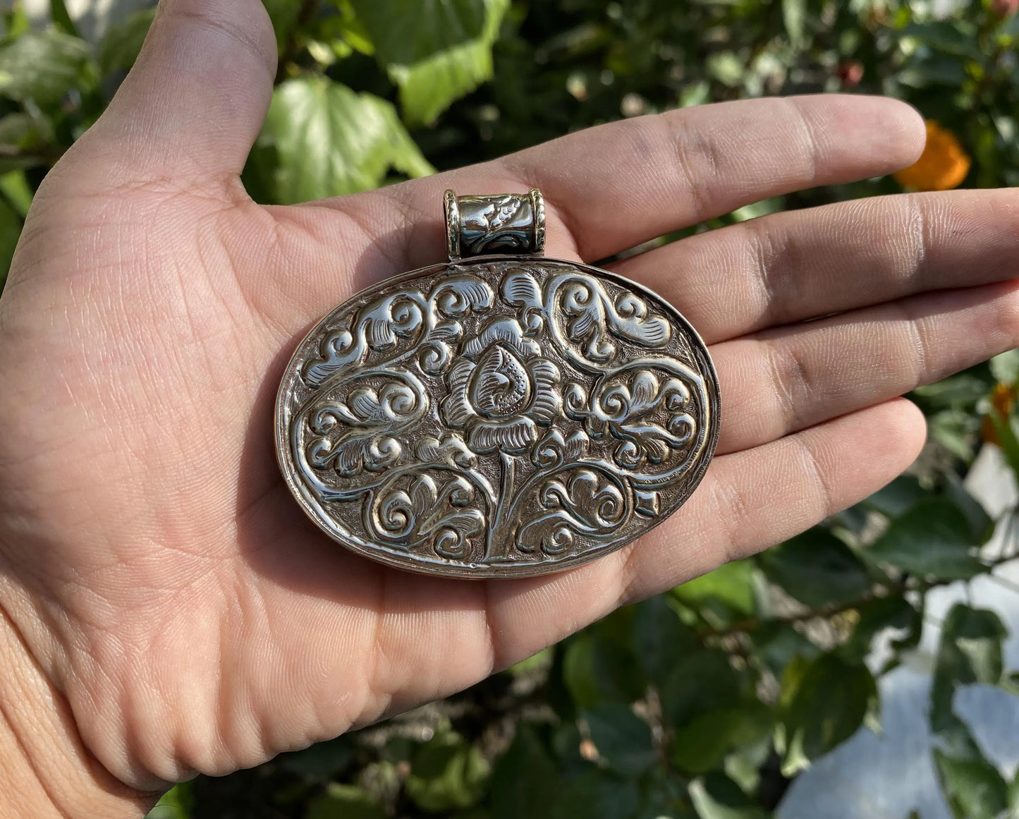 Hand-Carved Dragon Pendant in Tibetan Silver | Intricate Bohemian Pendant for Necklace, Nature-Inspired Jewelry, Pendant for Women & Men