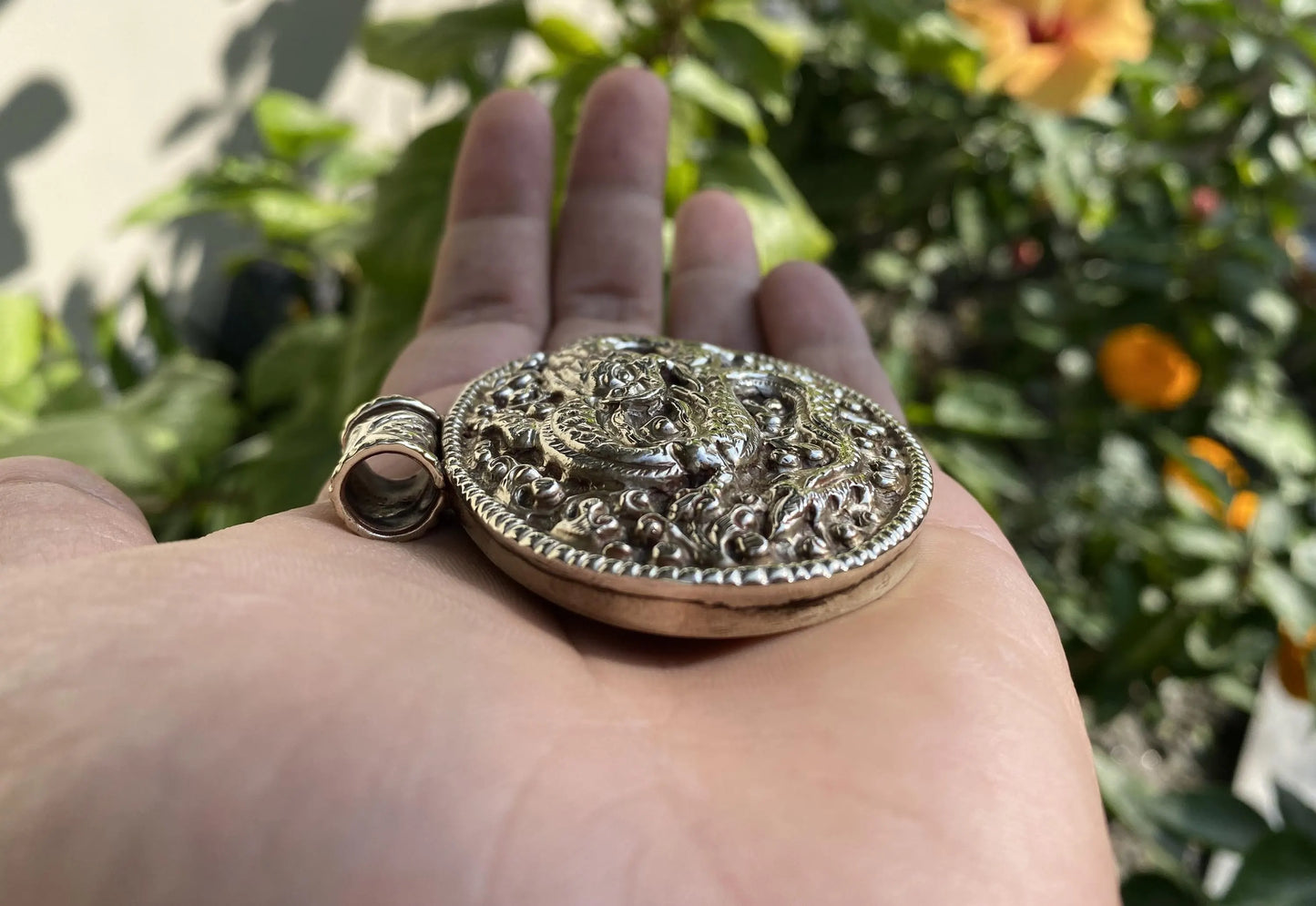Hand-Carved Dragon Pendant in Tibetan Silver | Intricate Bohemian Pendant for Necklace, Nature-Inspired Jewelry, Pendant for Women & Men