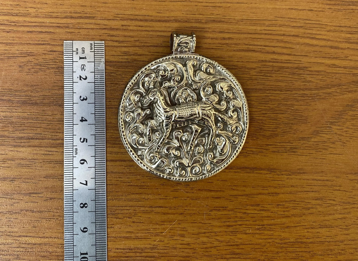 Hand-carved Round Horse Pendant in Tibetan Silver | Unisex Nature-inspired Jewelry, Boho Chic Healing Necklace, Unique Animal Lover's Gift