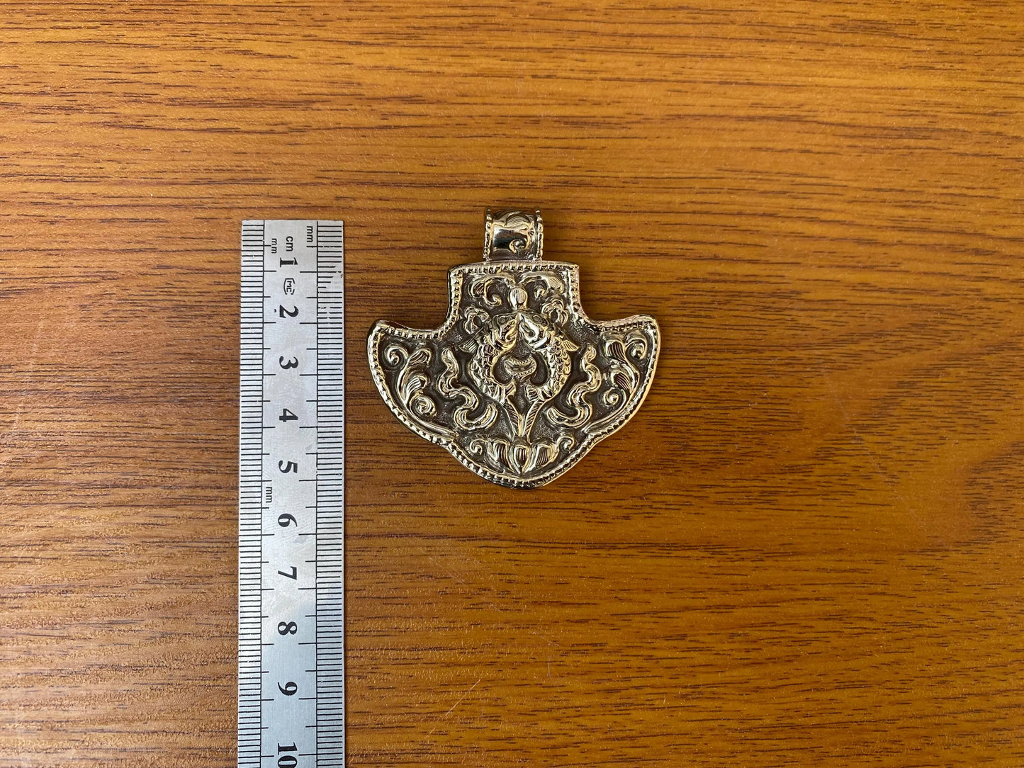 Hand-carved Tibetan Silver Pendant with Mythical Fish Design | Unique Bohemian Pendant, Unisex Pendant for Daily Wear, Spiritual Jewelry