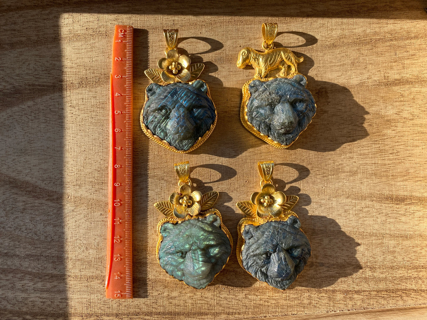 Hand Carved Bear Labradorite Gold Overlay Pendant, Bear Head Pendant, Animal Pendant, Wild life Inspired, Unique Craftsmanship, Nature Motif