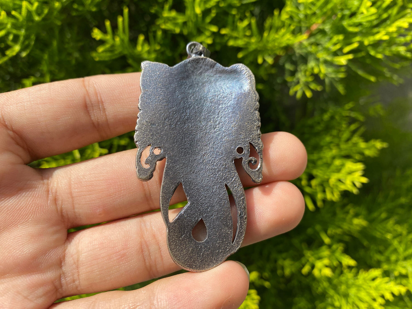 Hand Carved Big Elephant Head Silver Overlay Pendant, Elephant Pendant, Animal Lover Jewelry, Unisex Jewelry, Daily Wear.