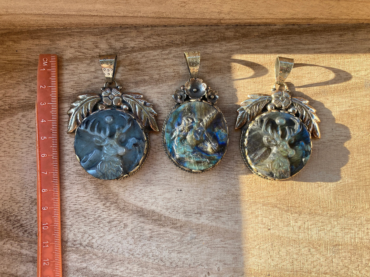 Hand Carved Deer Labradorite Tibetan Silver Pendant, Deer Pendant, Labradorite Deer, Blue Labradorite, Wildlife Jewelry, Animal Pendant