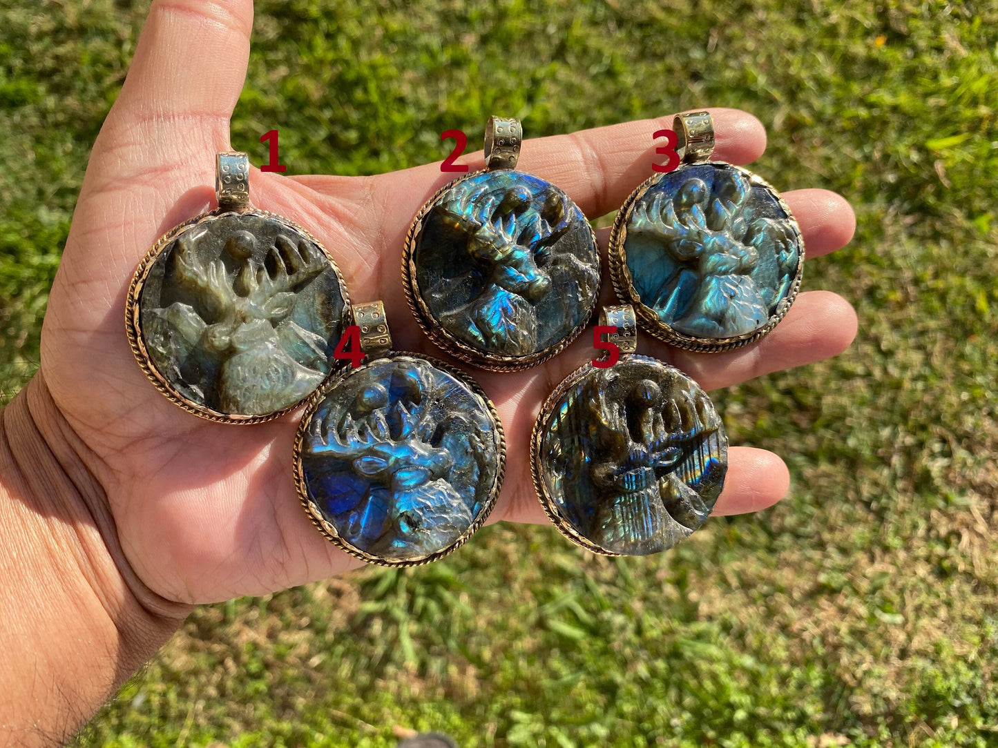 Hand Carved Deer Pendant, Natural Labradorite Tibetan Silver Necklace, Wildlife Jewelry, Unique Animal Carving Pendant, Animal Lover's Gift