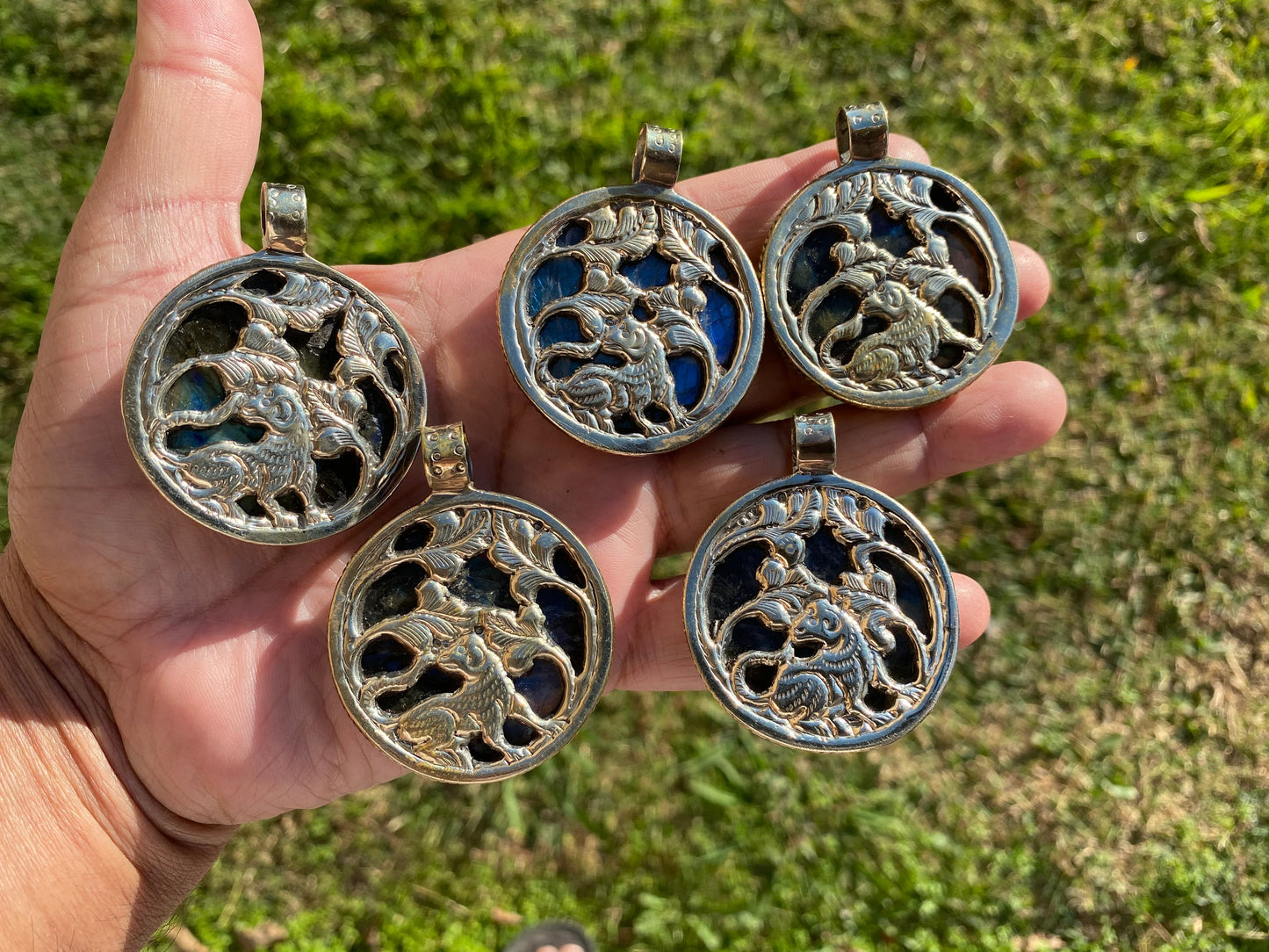 Hand Carved Deer Pendant, Natural Labradorite Tibetan Silver Necklace, Wildlife Jewelry, Unique Animal Carving Pendant, Animal Lover's Gift