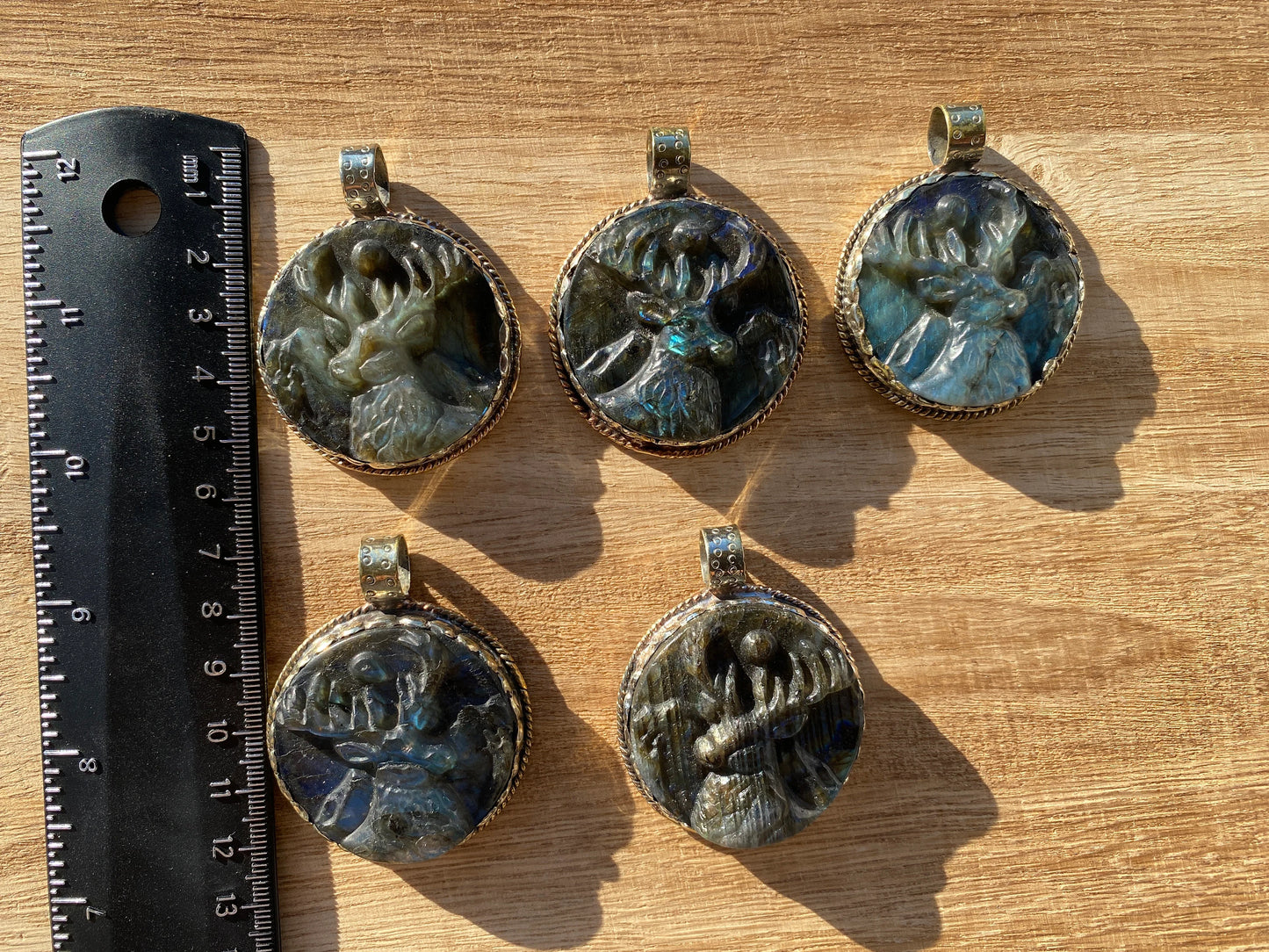 Hand Carved Deer Pendant, Natural Labradorite Tibetan Silver Necklace, Wildlife Jewelry, Unique Animal Carving Pendant, Animal Lover's Gift