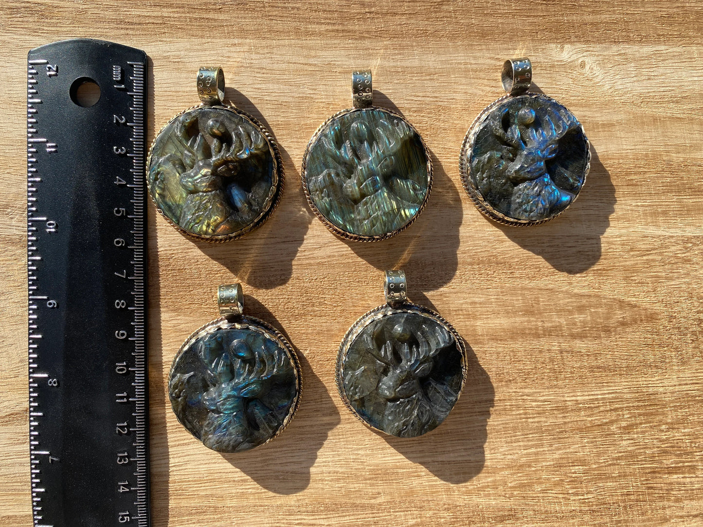 Hand Carved Deer Pendant, Natural Labradorite Tibetan Silver Necklace, Wildlife Jewelry, Unique Animal Carving Pendant, Animal Lover's Gift