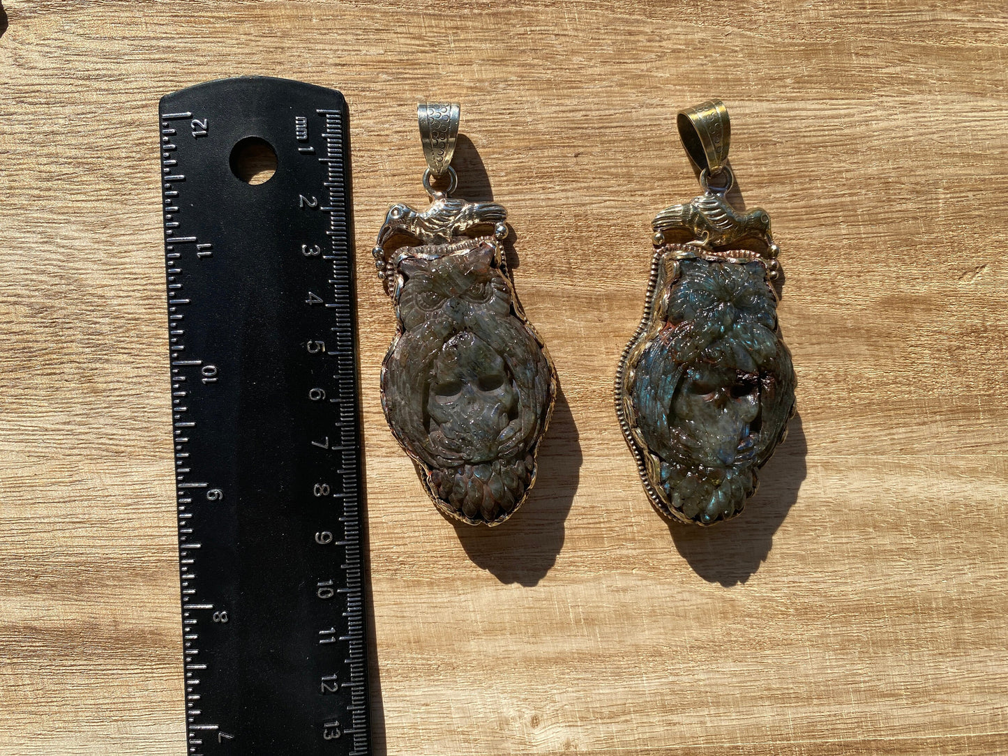 Hand Carved Eagle with Skull Pendant, Labradorite Natural Stone Tibetan Silver, Labradorite Jewelry, Crystal Skull Pendant, Carved Animal