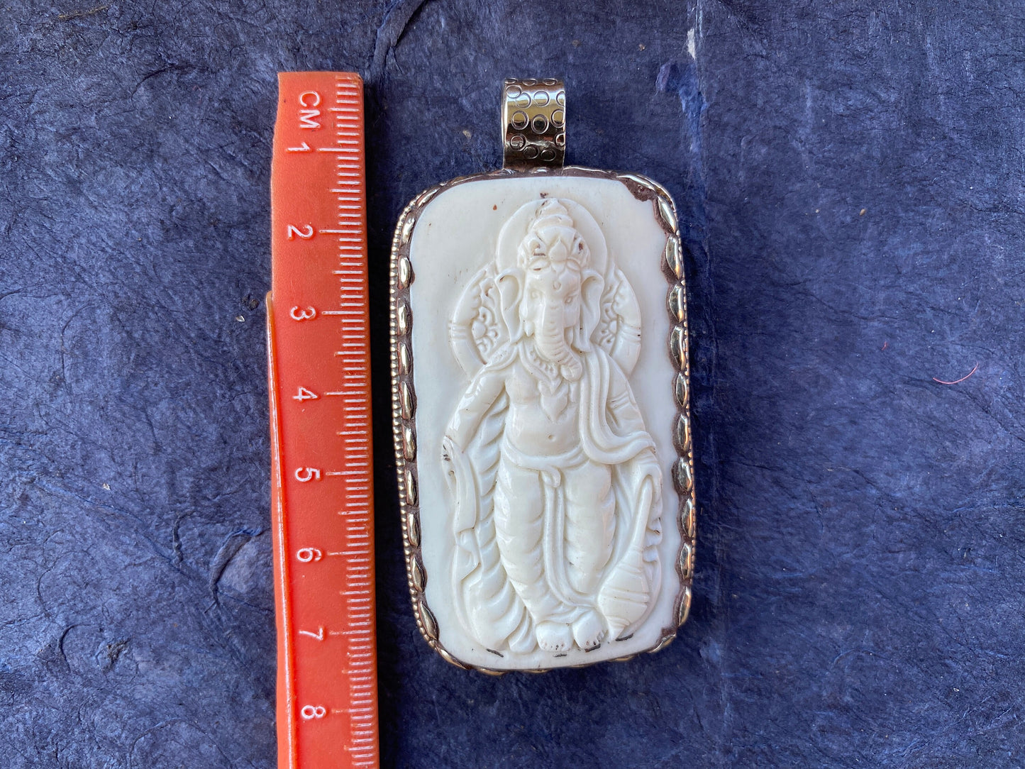 Hand Carved Ganesh Tibetan Silver Pendant, Buffalo Bone, Yoga Jewelry, Bird Design Himalayan Pendant, Nepalese Jewelry, Spiritual Pendant