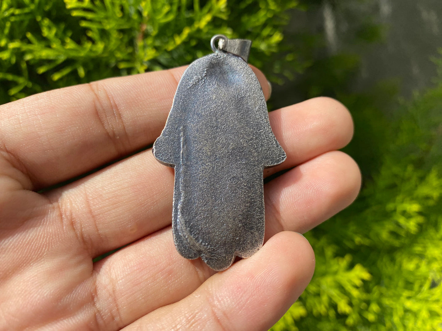 Hand Carved Hamsa and Yin-Yang in Tibetan Silver Overlay Pendant, a Unique Touch to Blend of Traditions, Unisex Jewelry