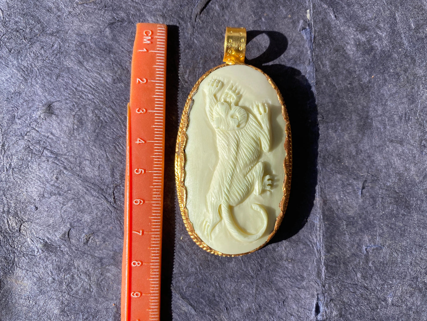 Hand Carved Leo Zodiac Sign Bone Pendant, 18K Matte Gold Overlay, Horoscope Medallion, Astrological Sign, Lion Zodiac Symbol, Zodiac Jewelry