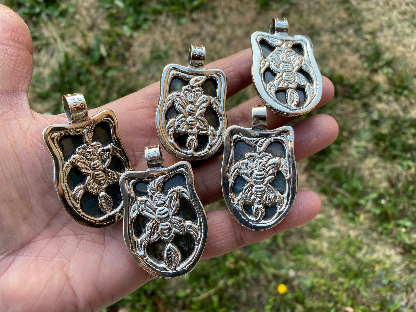 Hand Carved Owl Labradorite Tibetan Silver Pendant, Owl Pendant, Labradorite Owl, Blue Labradorite, Wildlife Jewelry, Animal Lover's Pendant