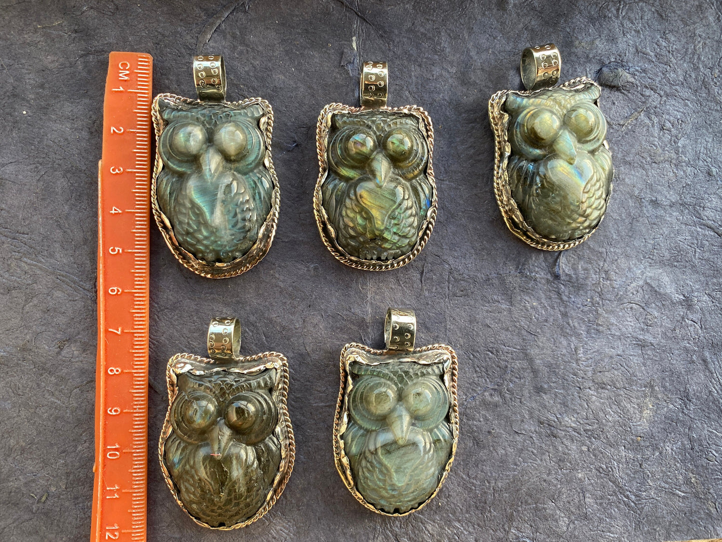 Hand Carved Owl Labradorite Tibetan Silver Pendant, Owl Pendant, Labradorite Owl, Blue Labradorite, Wildlife Jewelry, Animal Lover's Pendant