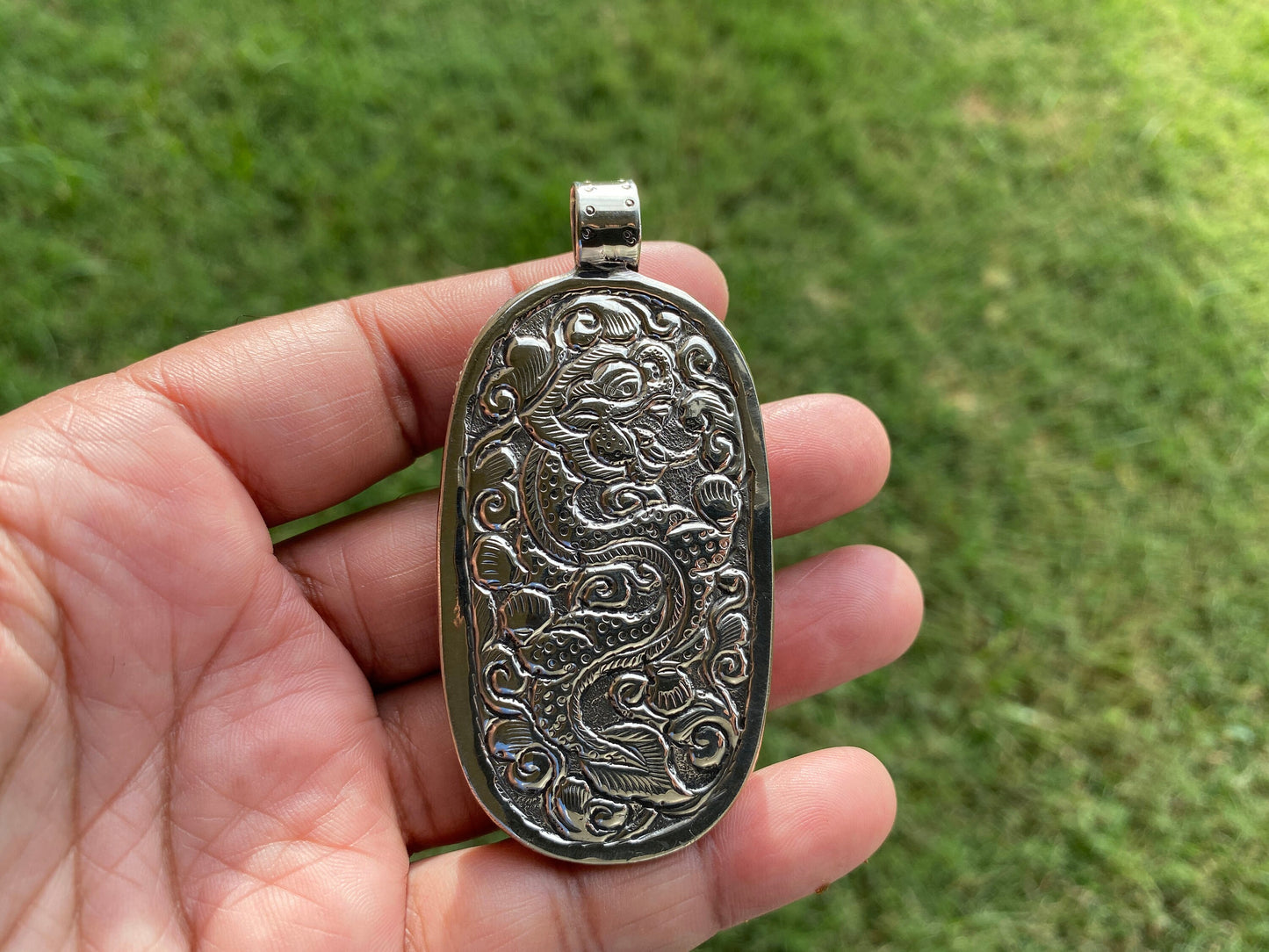 Hand Carved Tiger Tibetan Silver Bone Pendant, Wil d Animal, Perfect gift for Husband, Wild Live Jewelry, Viking Jewelry for Men and Women