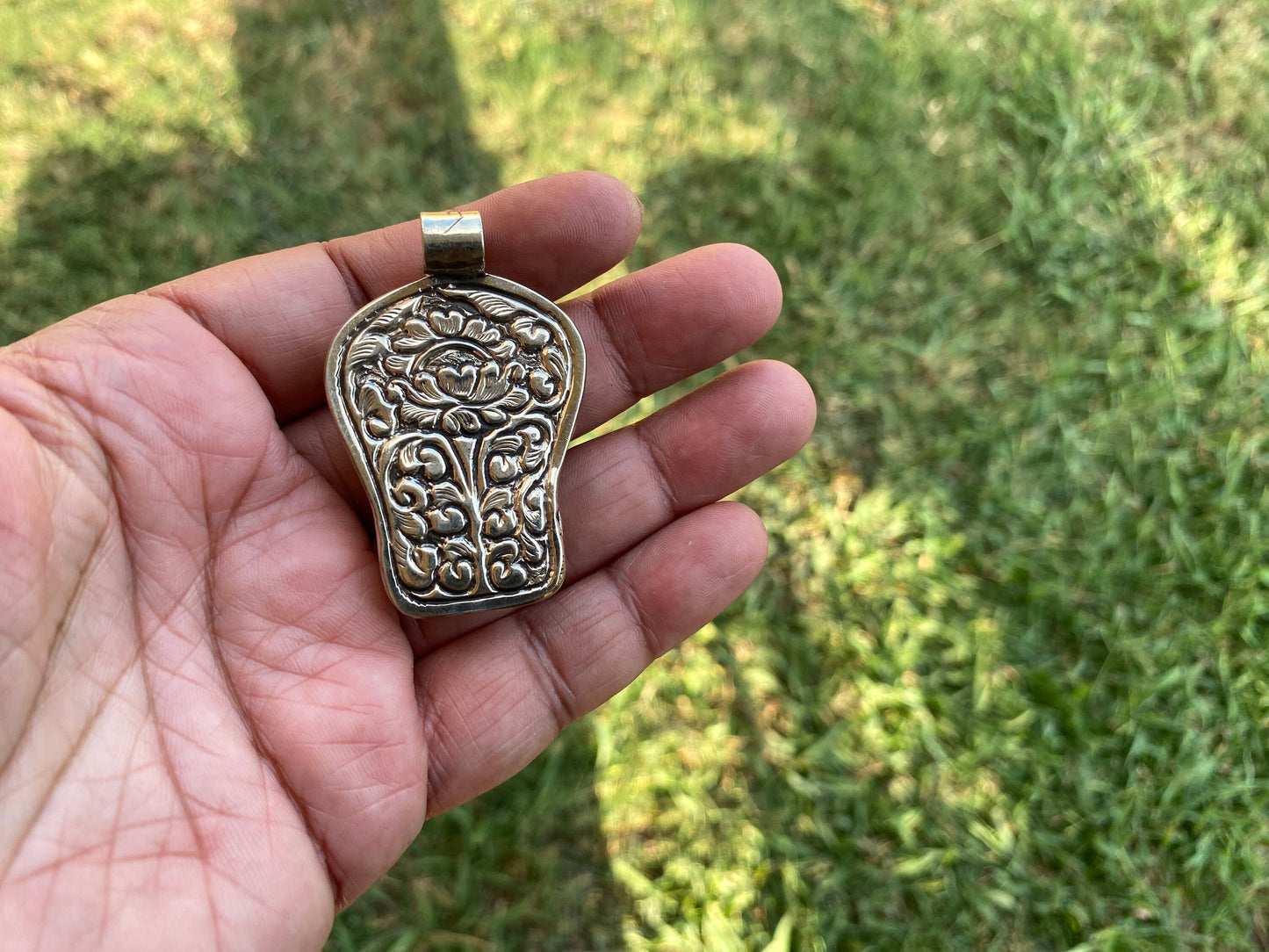 Hand carved Elephant Tibetan Silver Pendant, Buffalo Bone, Animal Lover's Jewelry, Symbol Of Strength, Elephant Lover Gift, Exotic Elegance