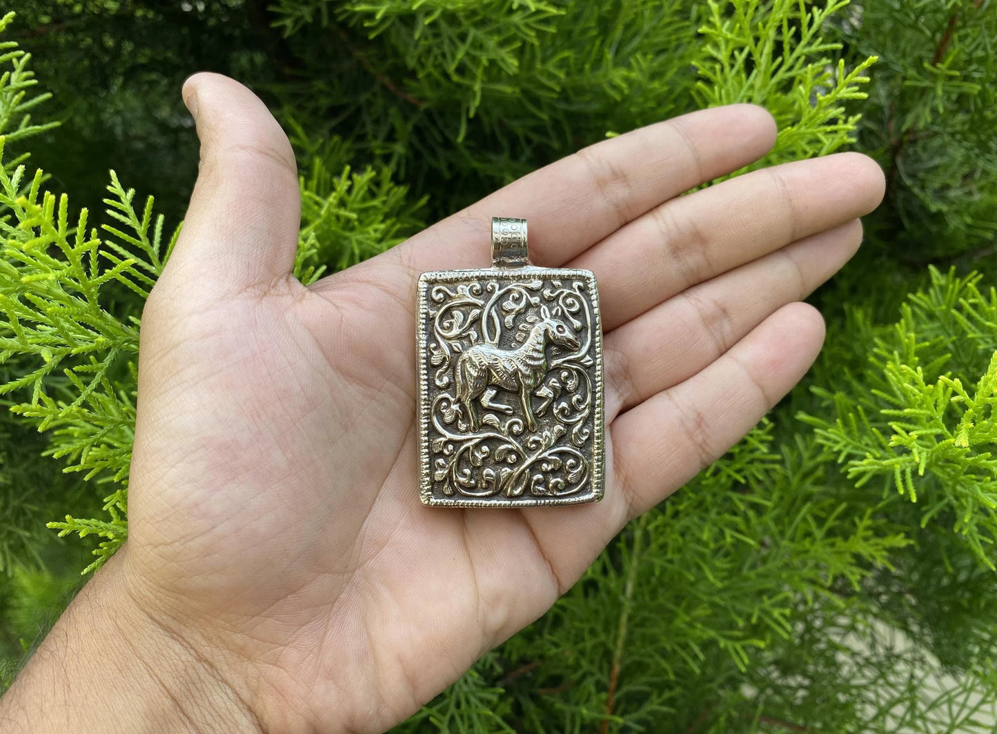 Hand carved Horse Tibetan Silver Pendant | Pendant for Men & Women, Wildlife Jewelry, Unique Animal Carving Pendant, Animal Lover's Jewelry