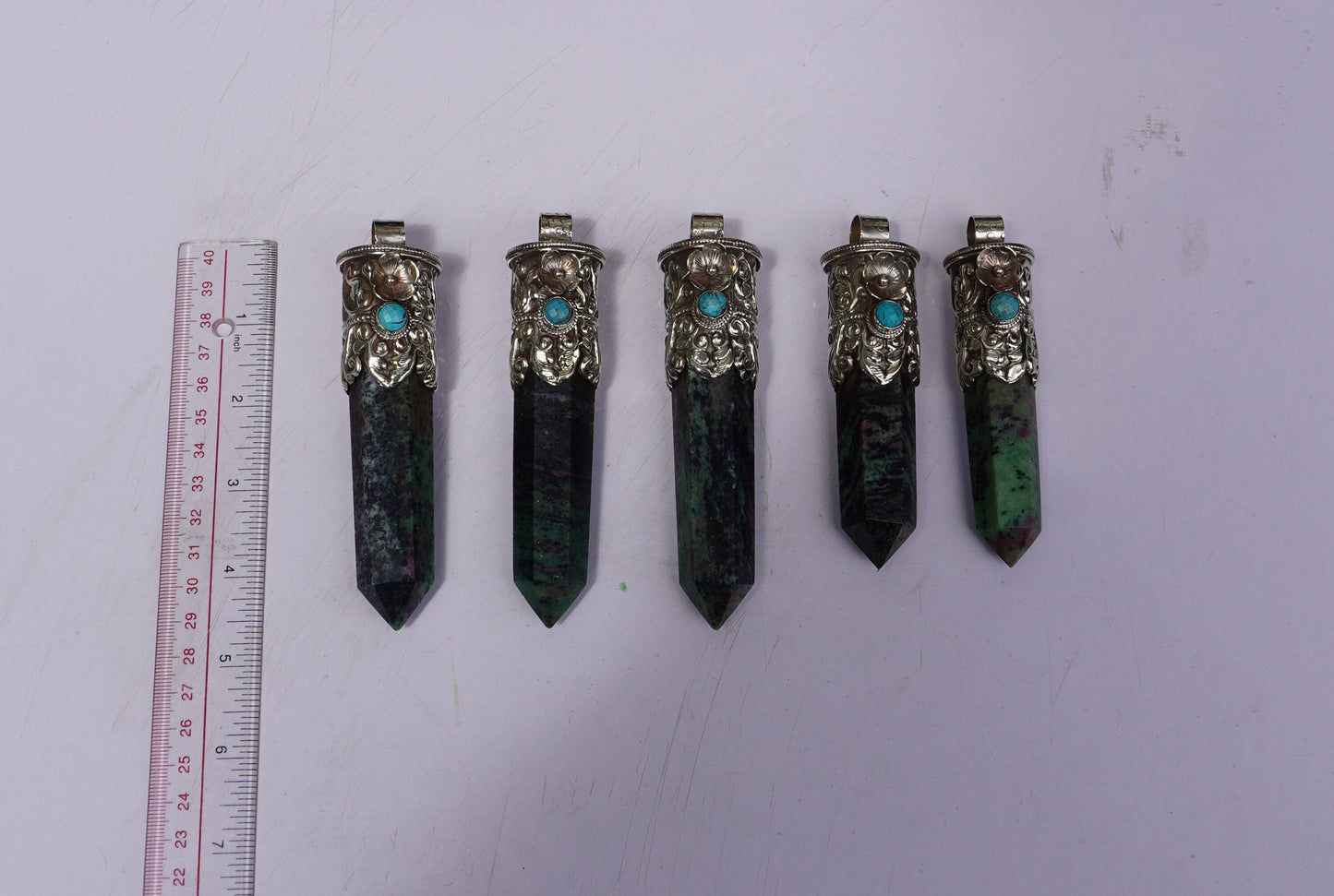 Handcrafted Natural African Ruby Zoisite Pendant with Turquoise Highlights for Daily Wear, Natural Gemstone Pendant, Pointed pendant