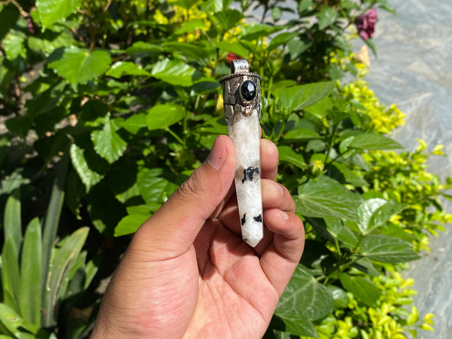 Handcrafted Pointed Gemstone Pendant: Perfect Gift Ideas, Moonstone Pendant, Healing pendant, Unisex Pendant.