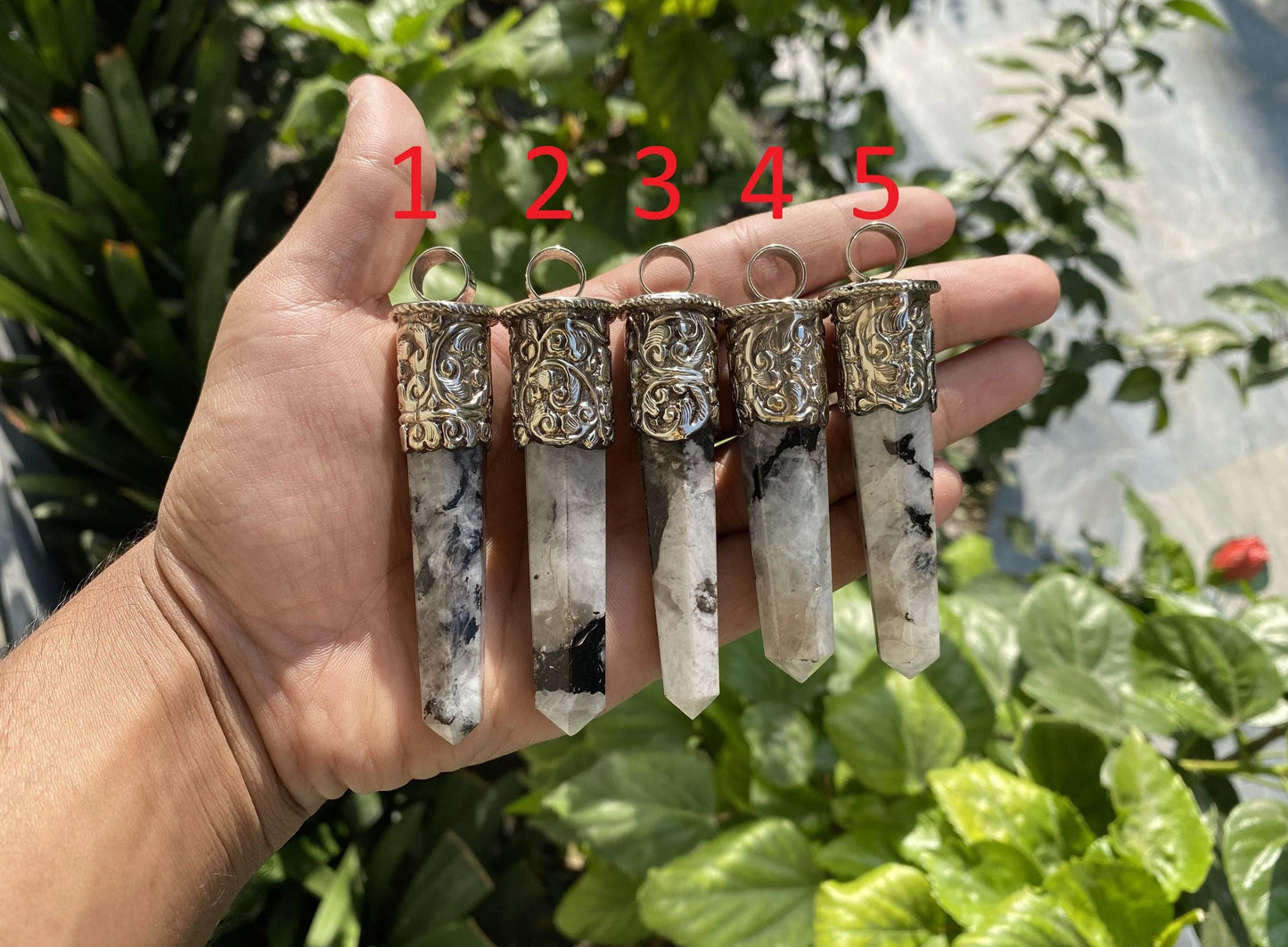 Handcrafted Pointed Moonstone Tibetan Silver Pendant for Necklace | High -Quality Gemstone Jewelry, Unique Design, Gift Ideas for him/her