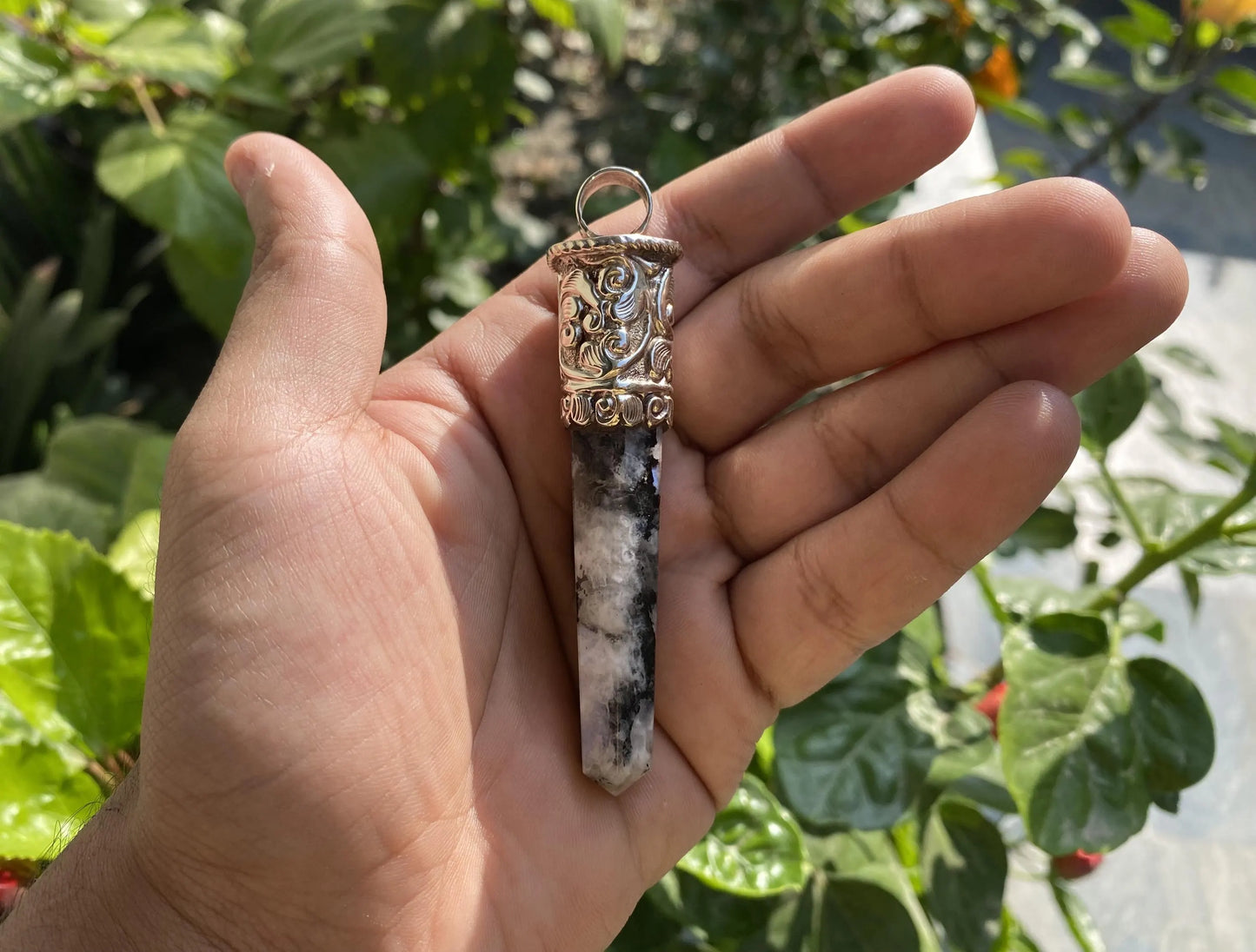 Handcrafted Pointed Moonstone Tibetan Silver Pendant for Necklace | High -Quality Gemstone Jewelry, Unique Design, Gift Ideas for him/her