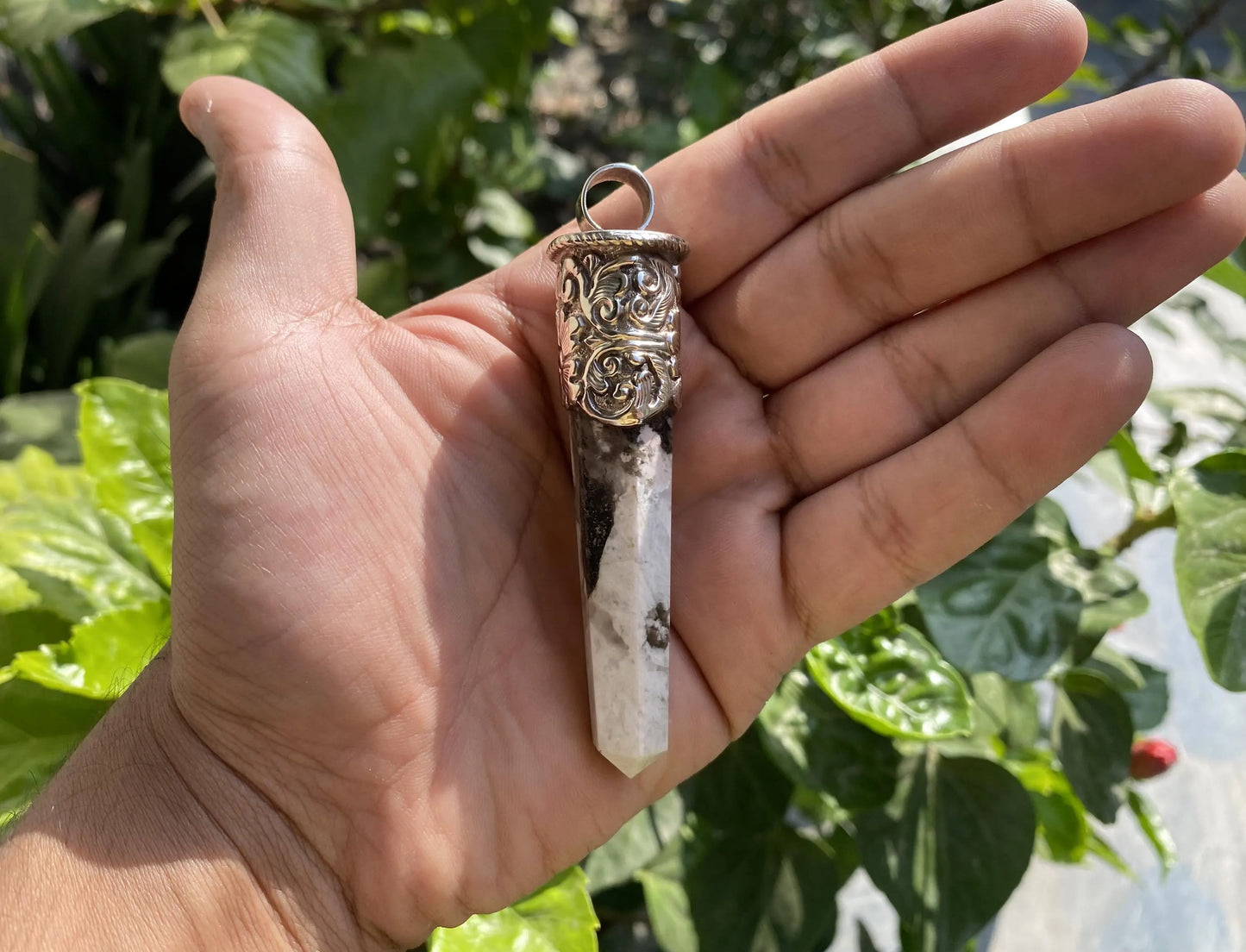 Handcrafted Pointed Moonstone Tibetan Silver Pendant for Necklace | High -Quality Gemstone Jewelry, Unique Design, Gift Ideas for him/her